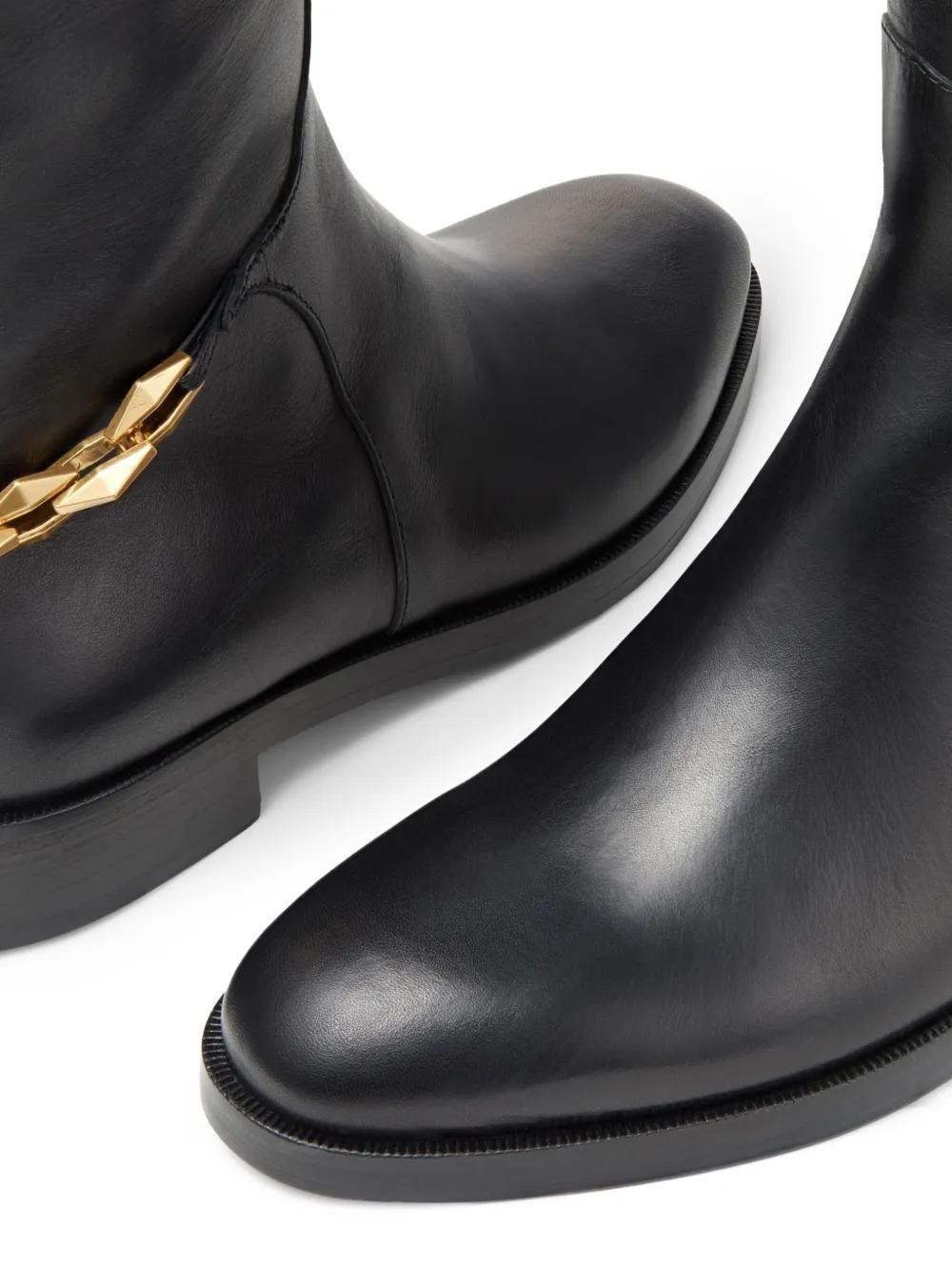 Nell chain-detailing leather boots Product Image