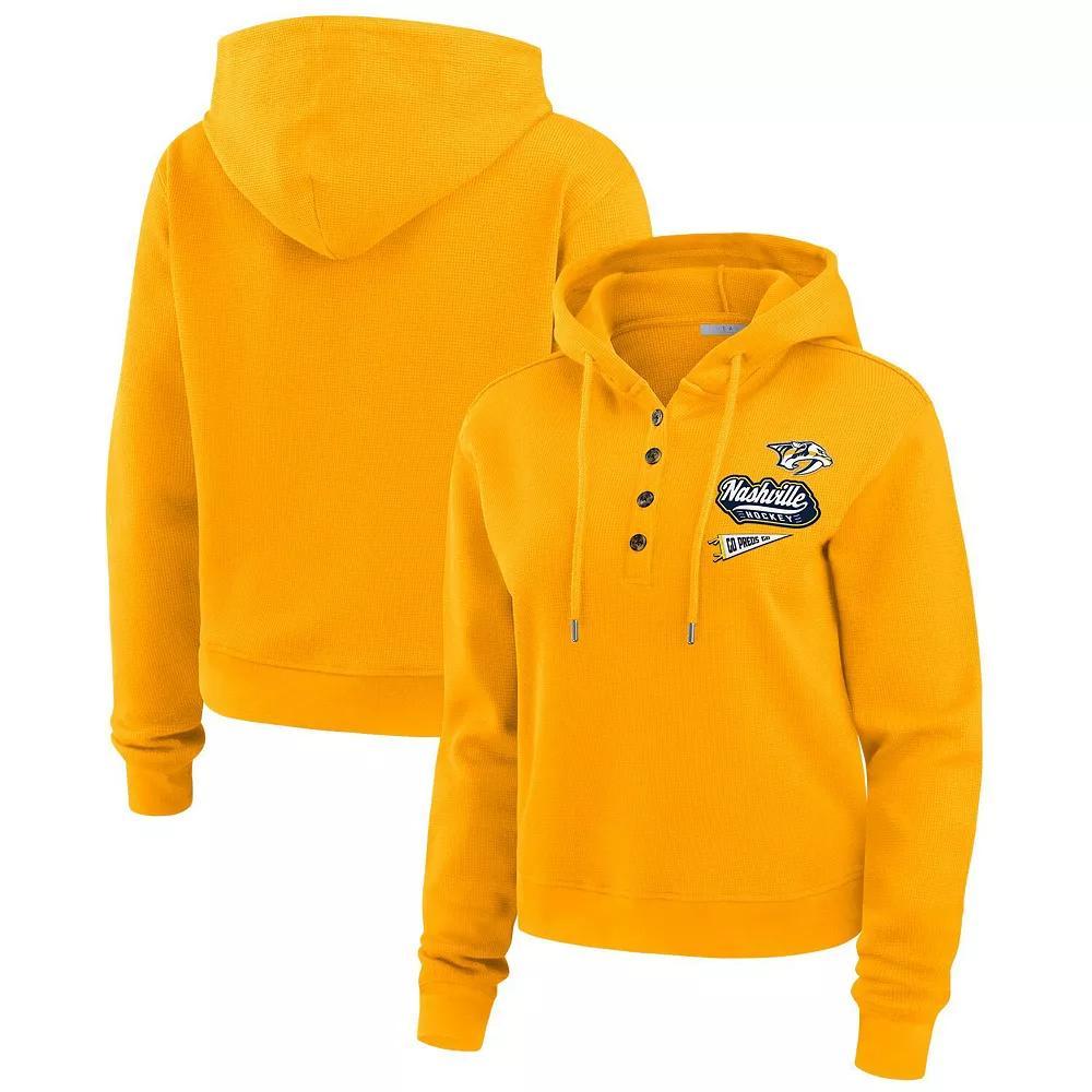 Womens WEAR by Erin Andrews Gold Nashville Predators Waffle-Knit Pullover Hoodie Product Image