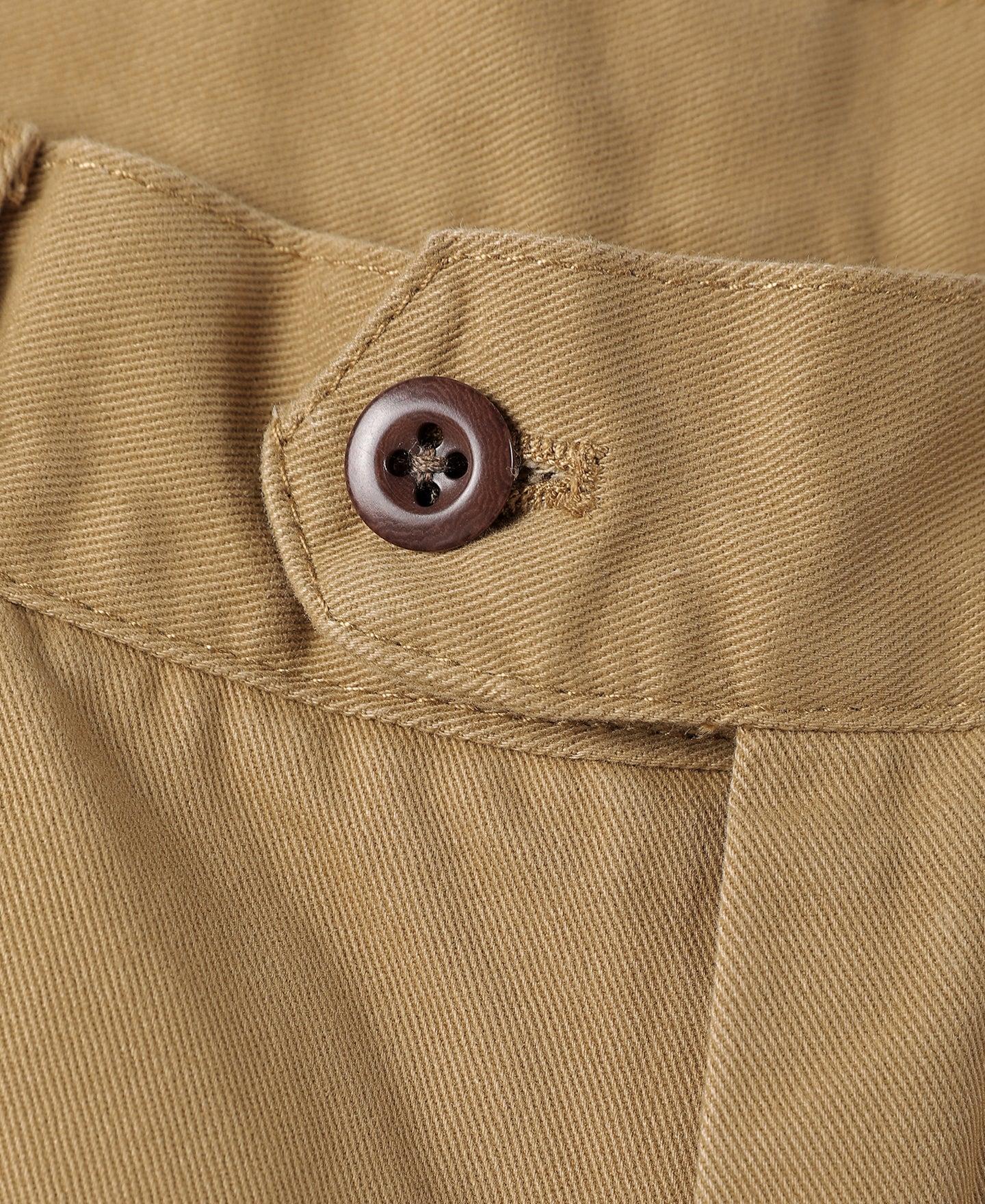 1930s IVY Style Double Pleated Chino Trousers - Yellow Product Image