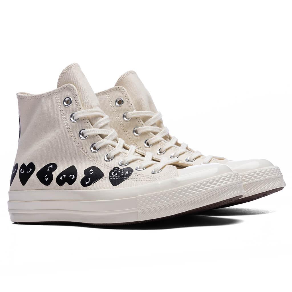 Converse x Comme Des Garcons PLAY All Star Chuck '70 Hi Multi Heart - Milk/Black Male Product Image