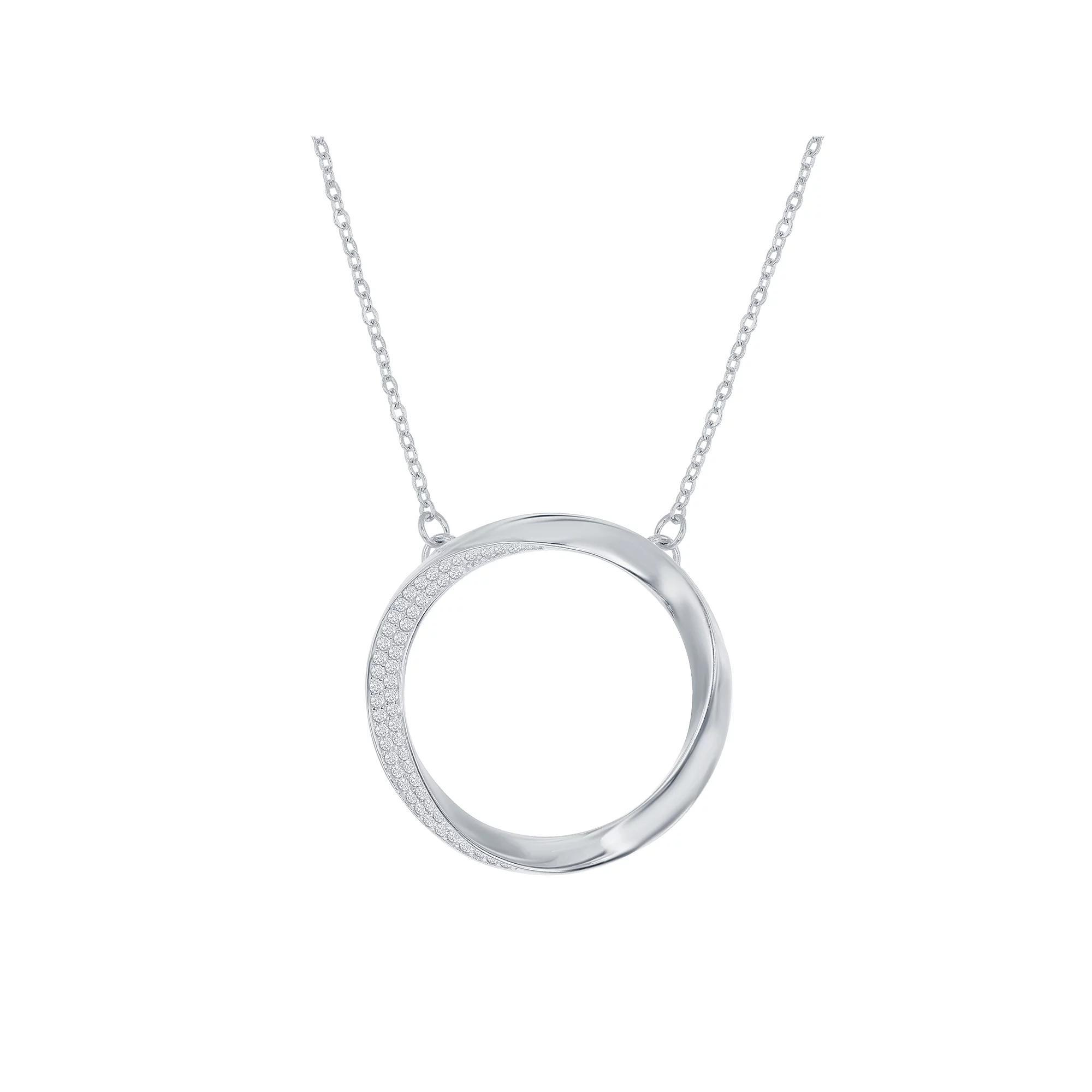Sterling Silver Cubic Zirconia Circle Pendant, Women's, Size: 16-18" ADJ Product Image