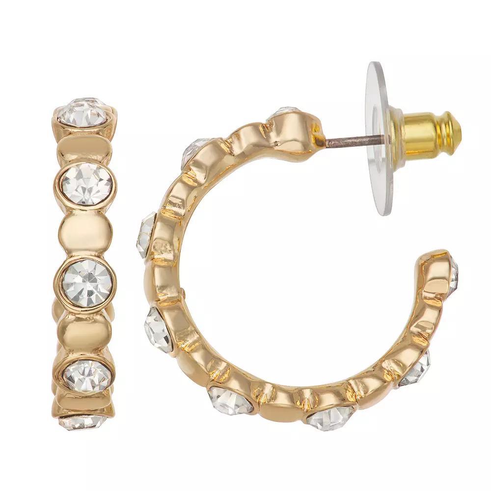 Nine West 24mm Stone C-Hoop Post Earrings, Womens, Gold Tone Product Image