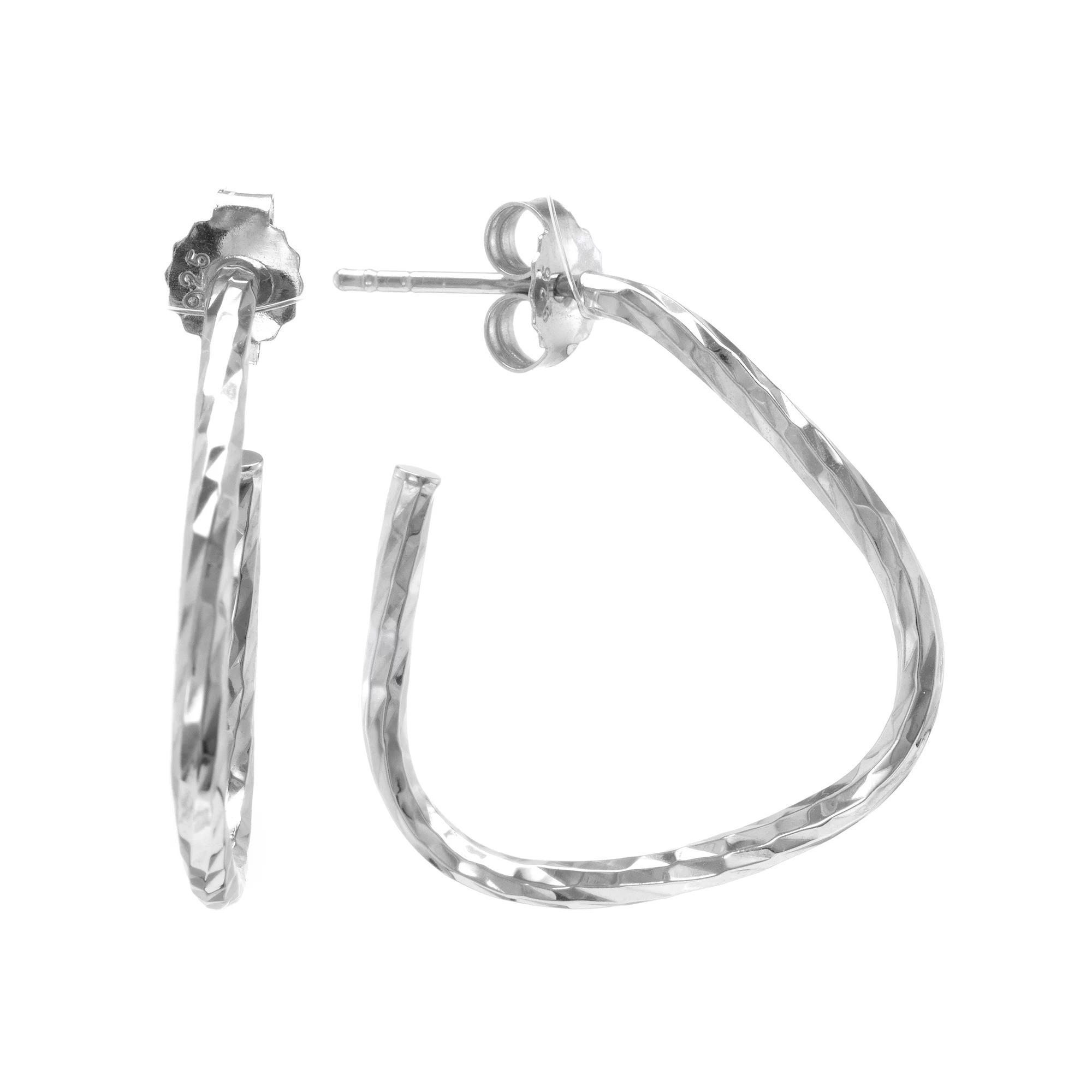 Judy Crowell Sterling Silver Textured Open Triangle Hoop Earrings, Women's Product Image
