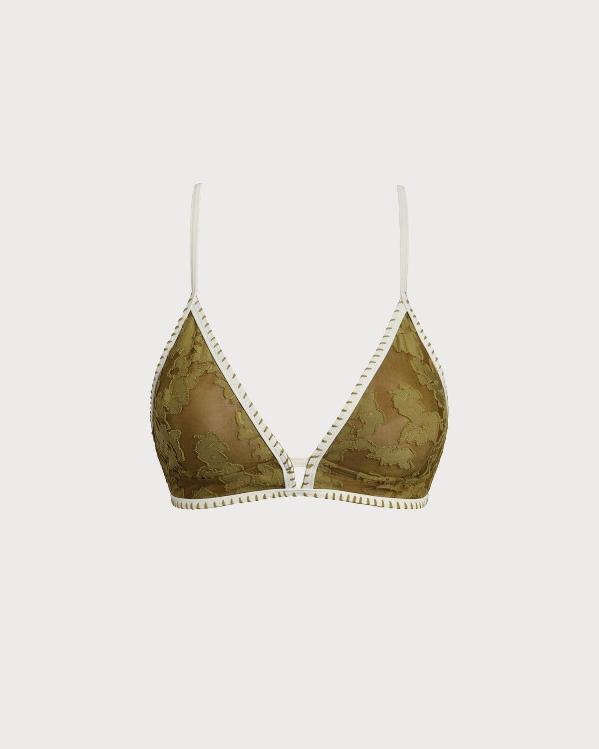 Green Floral Tie-back Triangle Bikini Set Product Image