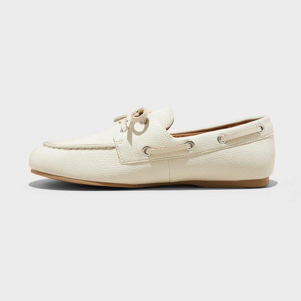 Womens Midge Boat Shoe Flats with Memory Foam Insole - Universal Thread Off-White 9: Pull-On, Contoured Footbed Width Product Image