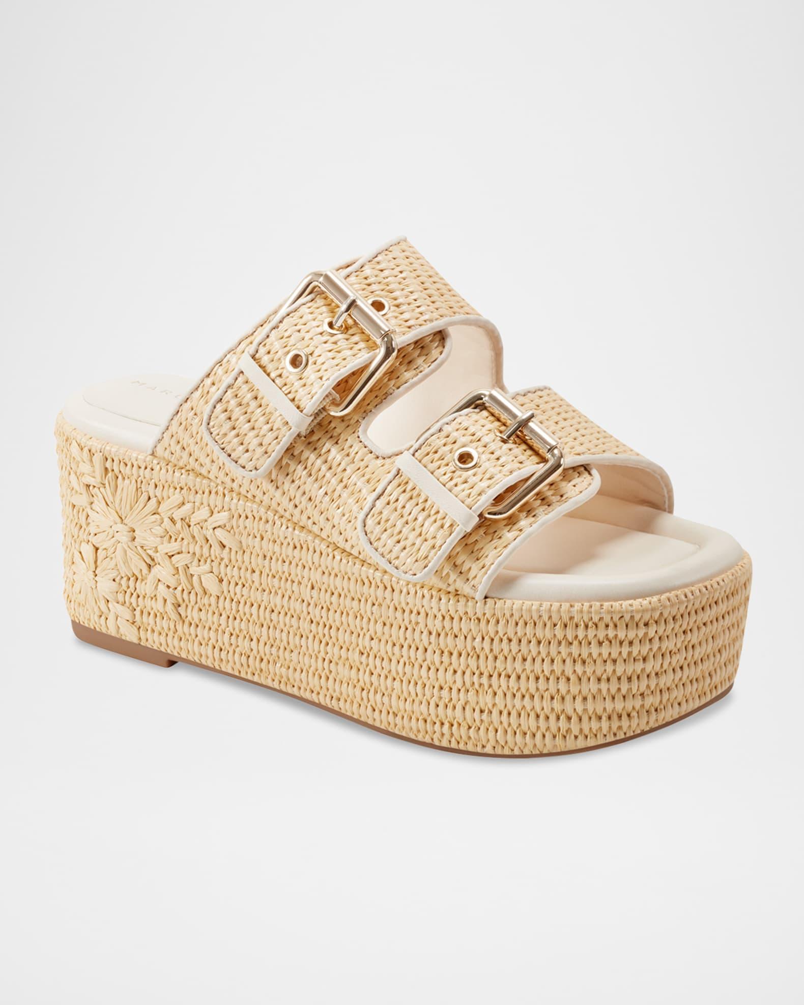 Poppy Floral Dual-Buckle Platform Sandals Product Image