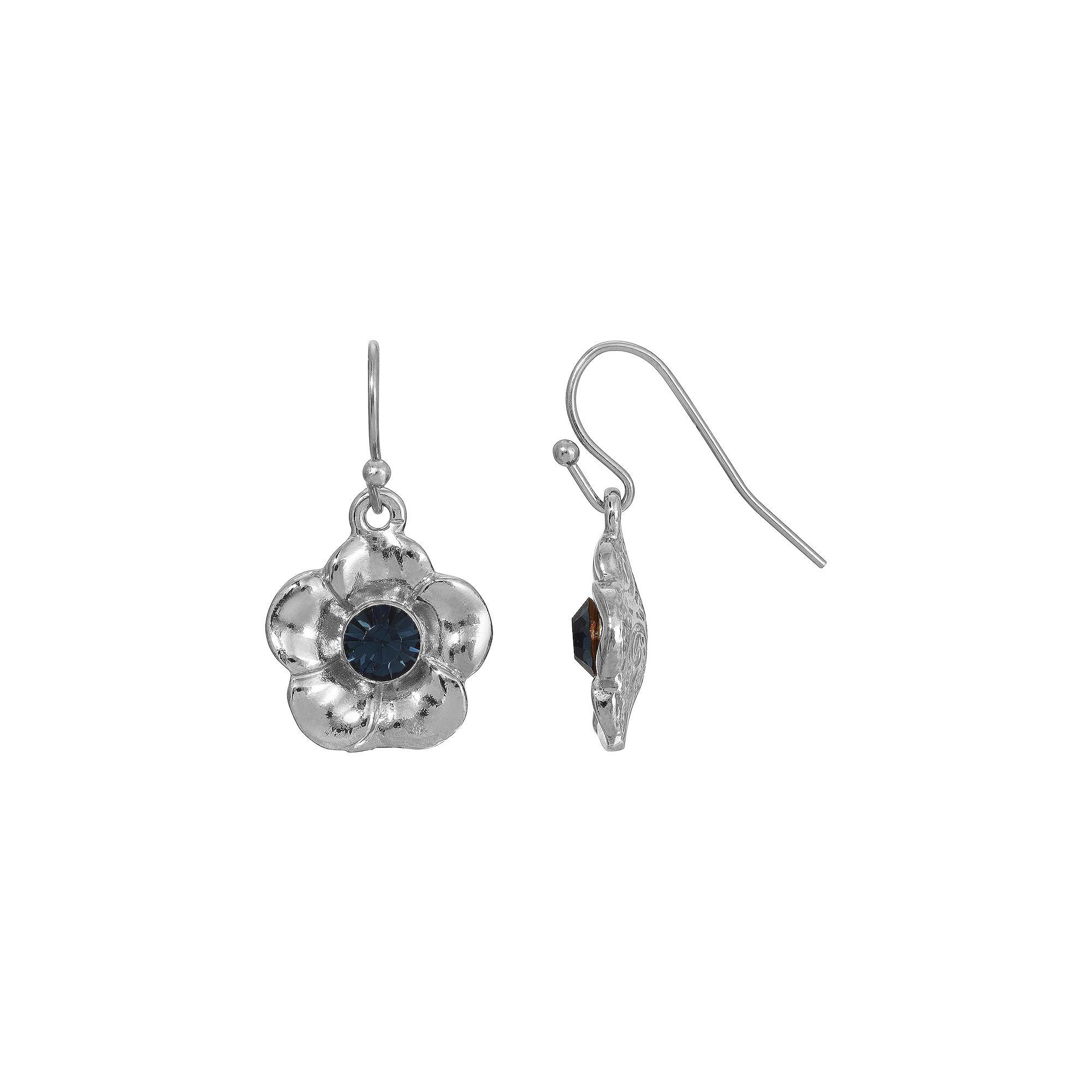 1928 Flower Drop Earrings, Womens, Blue Product Image