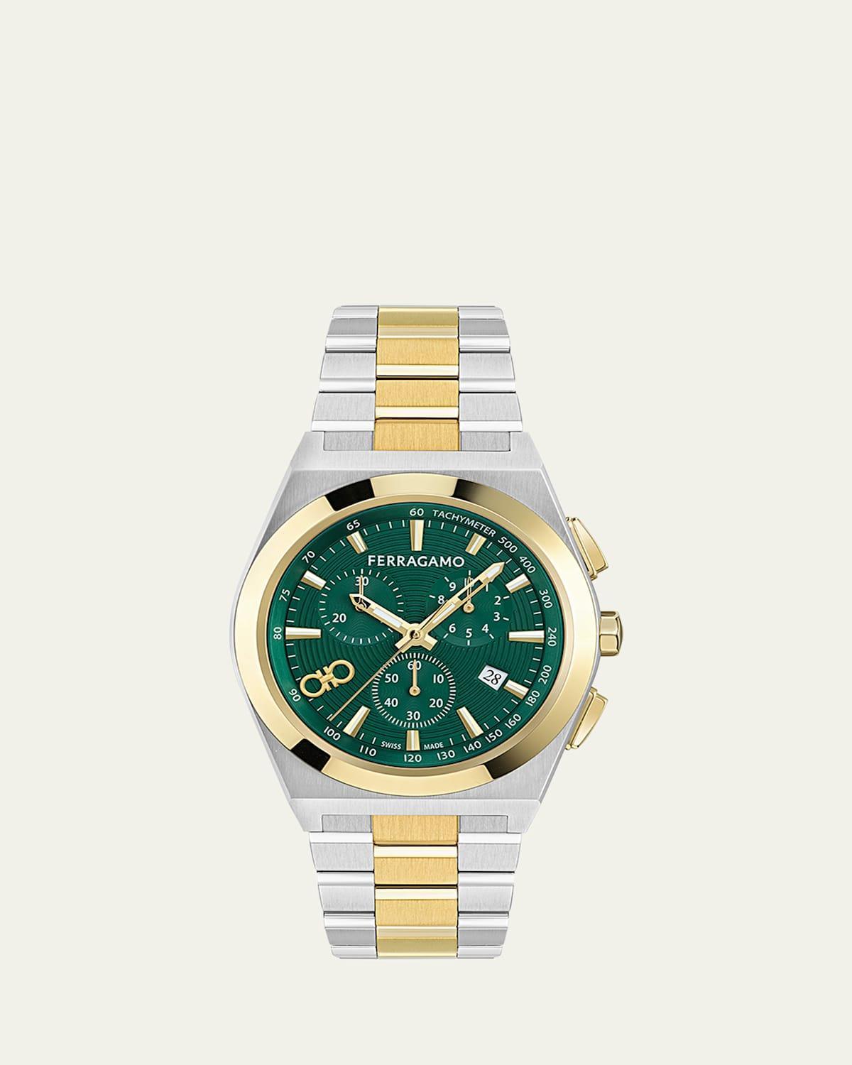 Mens Vega Upper East Chrono Two-Tone Bracelet Watch, 42mm Product Image