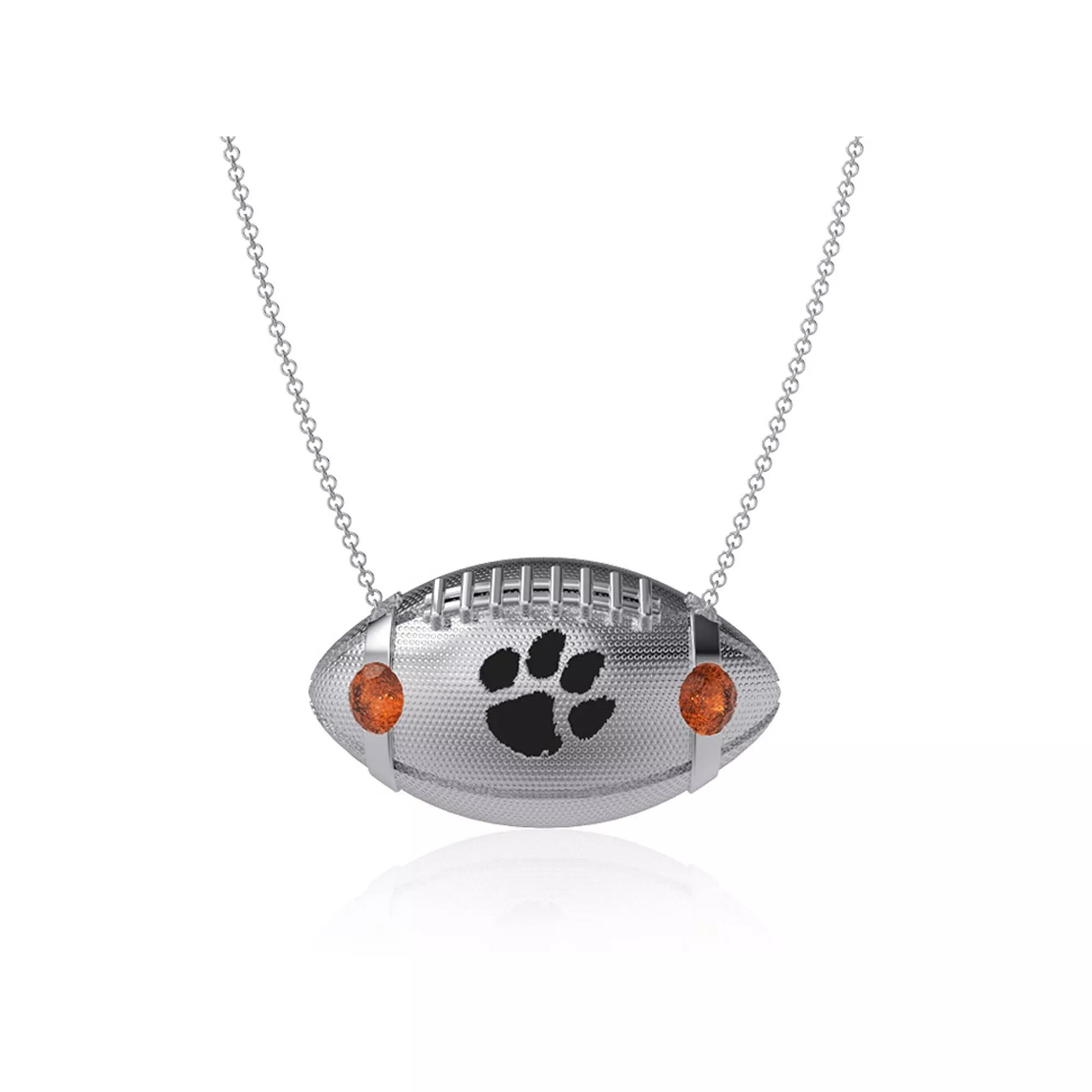 Dayna Designs Clemson Tigers Football Necklace, Women's, Silver Product Image