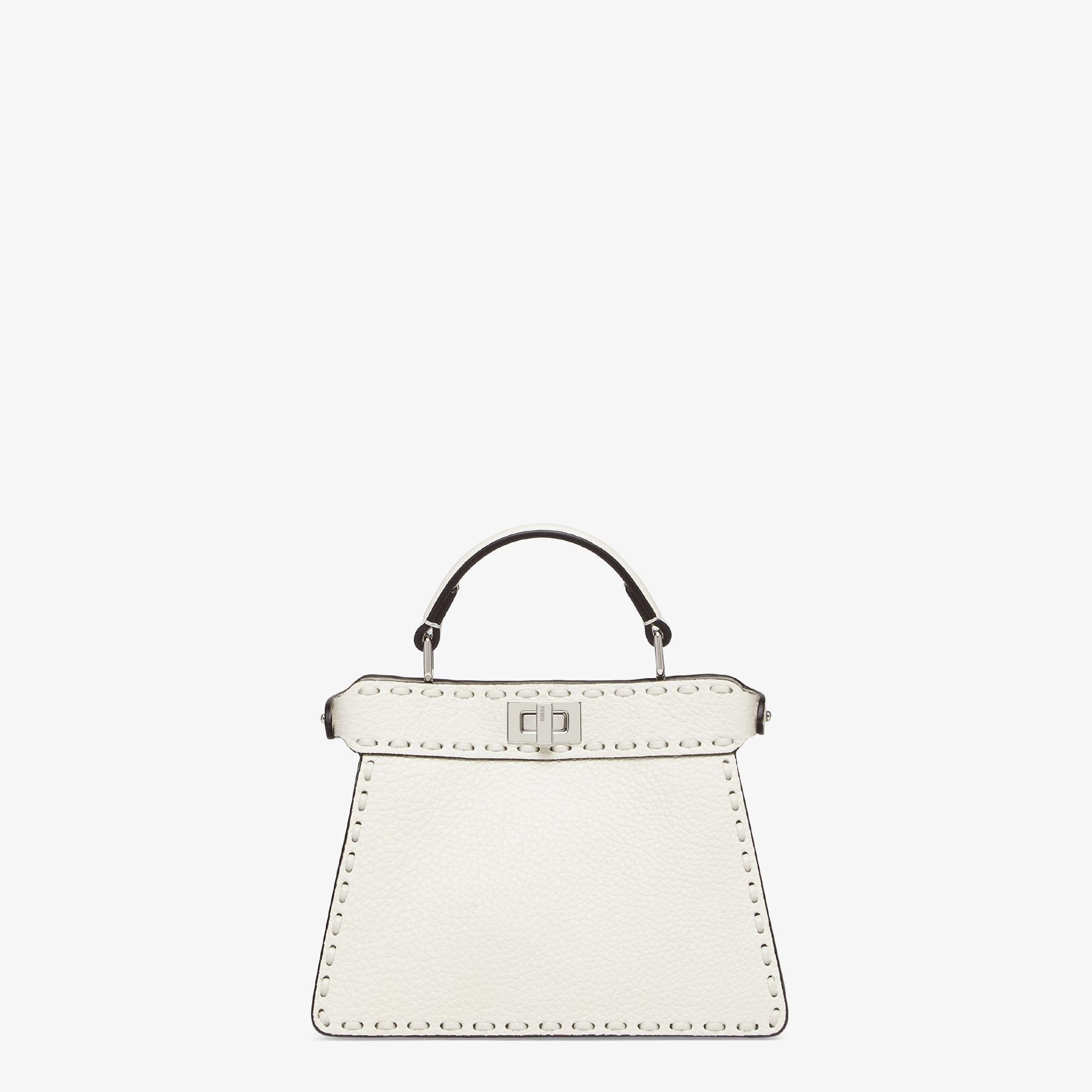 Peekaboo ISeeU PetiteWhite Selleria bag with 306 hand-sewn topstitches Product Image