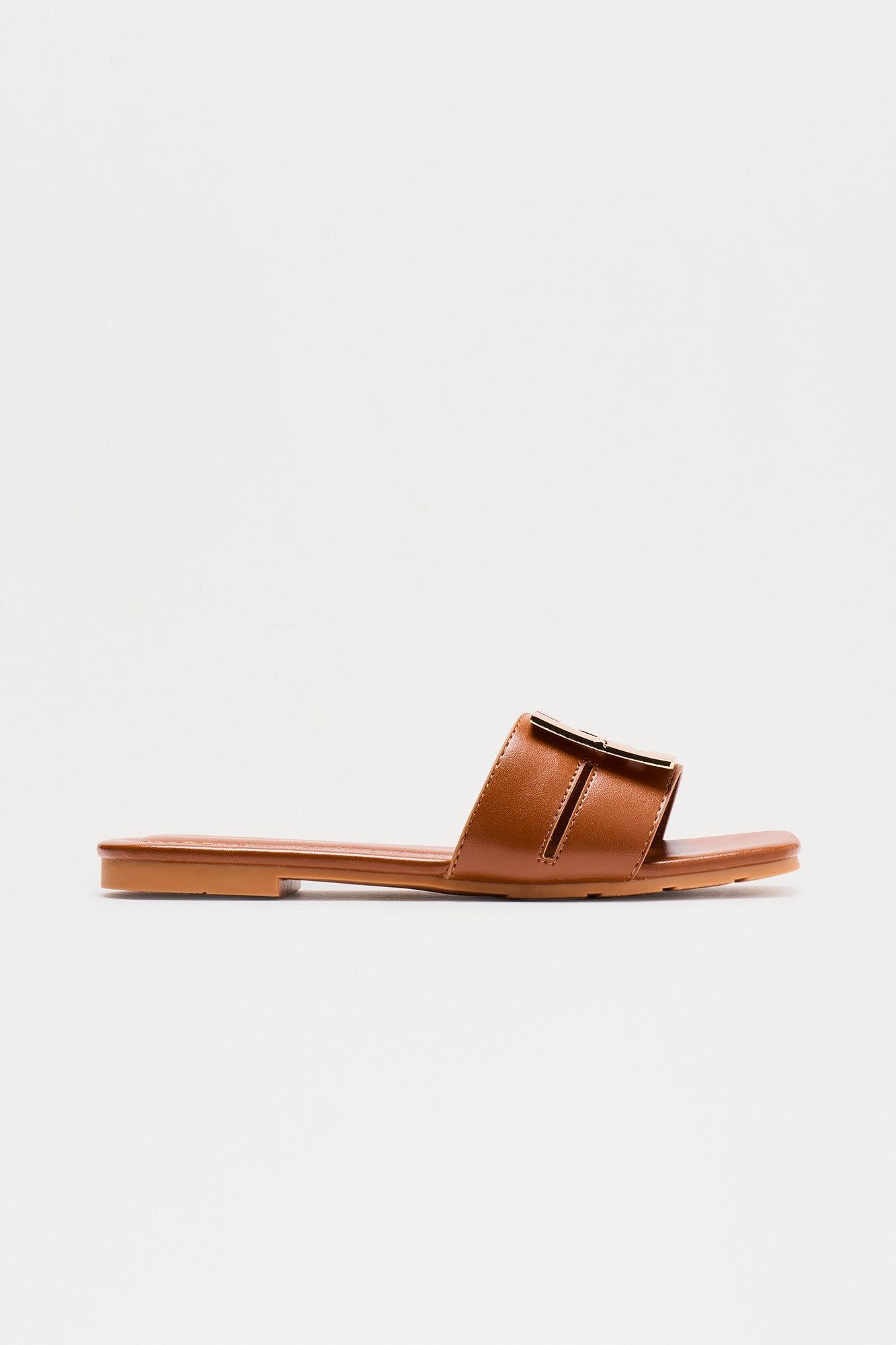 Mirelle Hardware Slip On Sandals - Tan Female Product Image