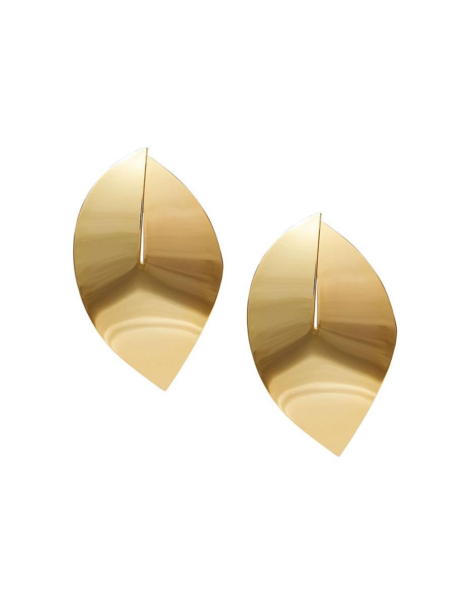 Womens Deco Feather 14K-Gold-Plated Earrings Product Image