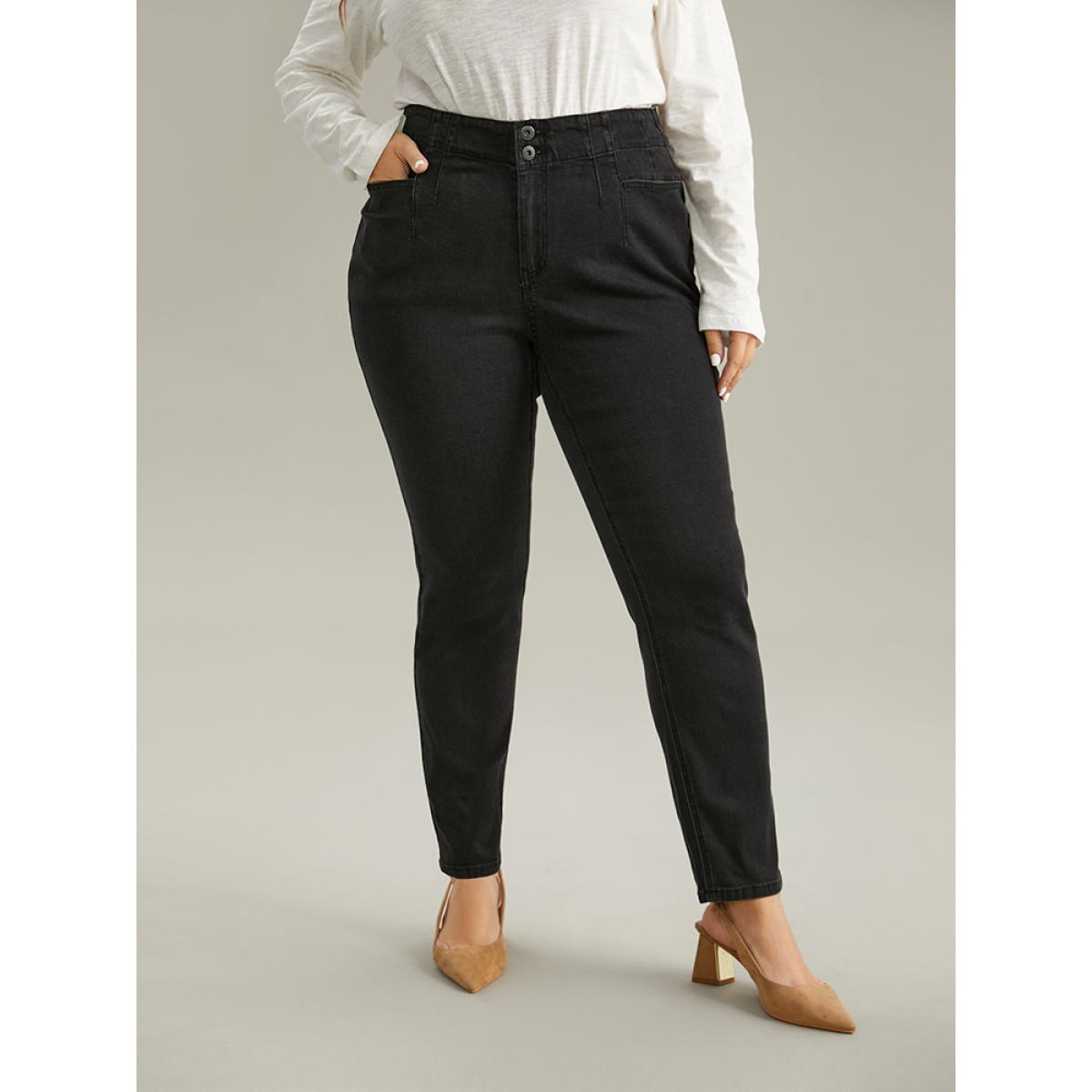 Plus Size Seam Detail Skinny Pocket Jeans Women DimGray Casual Plain Plain High stretch Pocket Jeans BloomChic 16/1X Product Image
