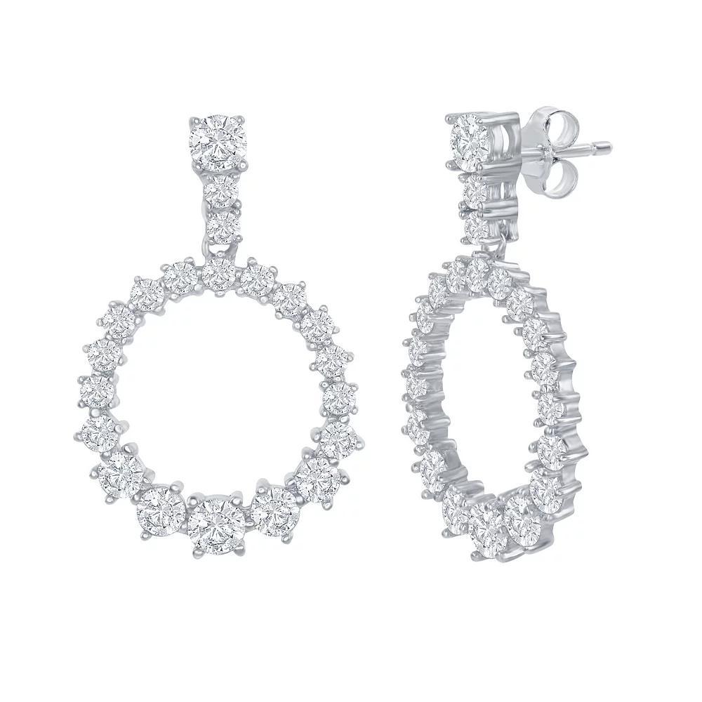 Silver Tone & Cubic Zirconia Open Circle Earrings, Women's, Sterling Product Image