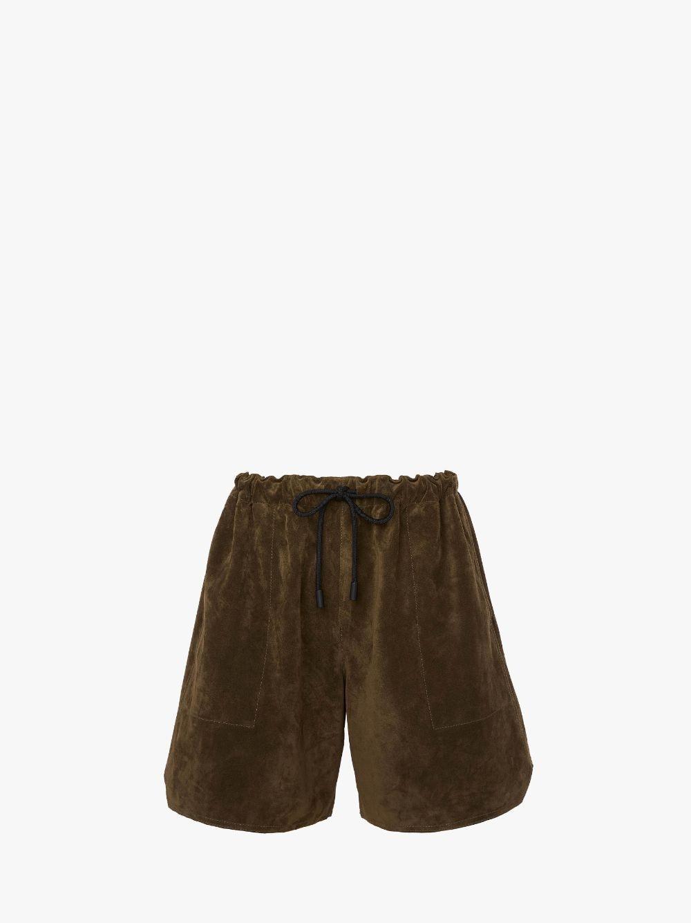 DRAWSTRING LEATHER SHORTS in green | JW Anderson US  Product Image