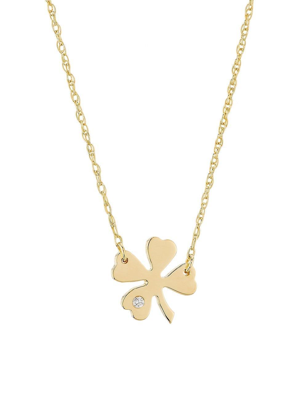 Jennifer Zeuner Jewelry Clover Necklace with Diamond Gold One Size Product Image