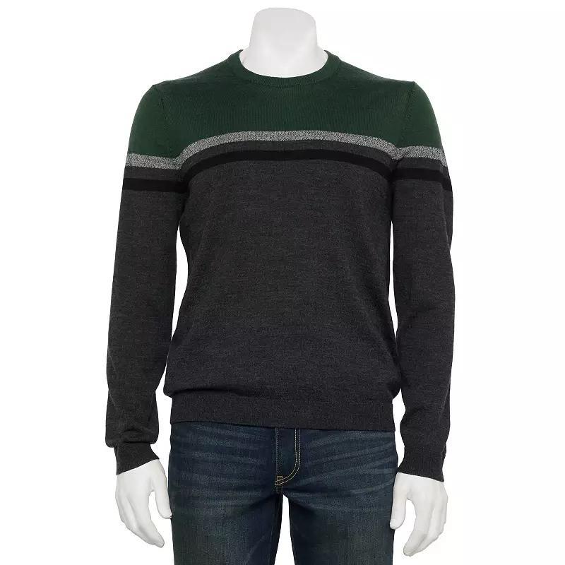 Men's Apt. 9® Merino Wool Blend Colorblock Pattern Crewneck Sweater, Size: Large, Red Colorblock Product Image