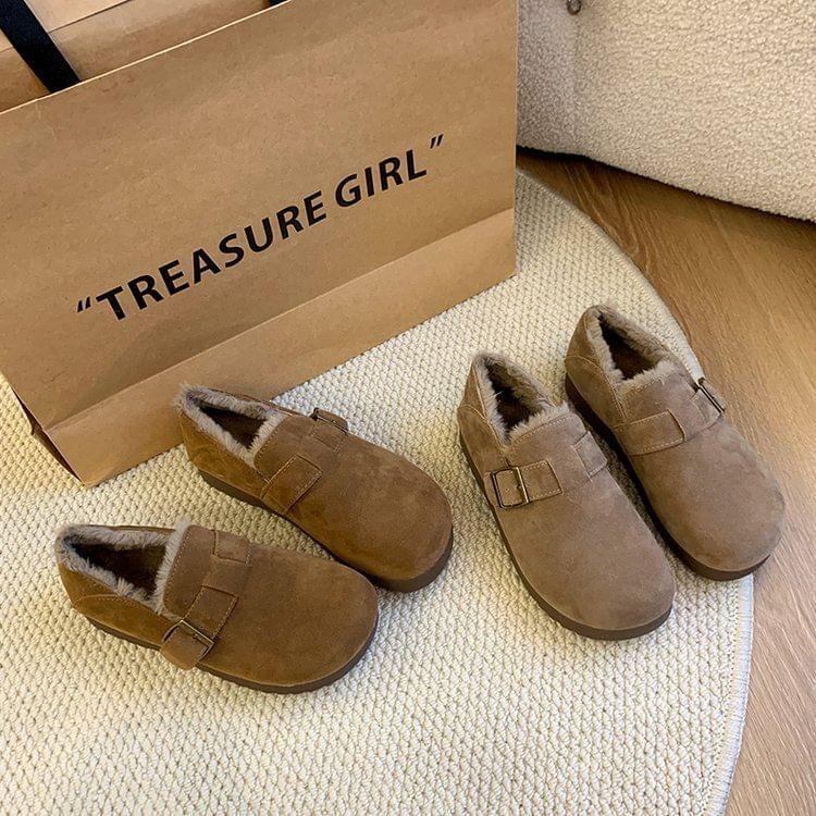 Plain Fluffy Lined Loafers Product Image