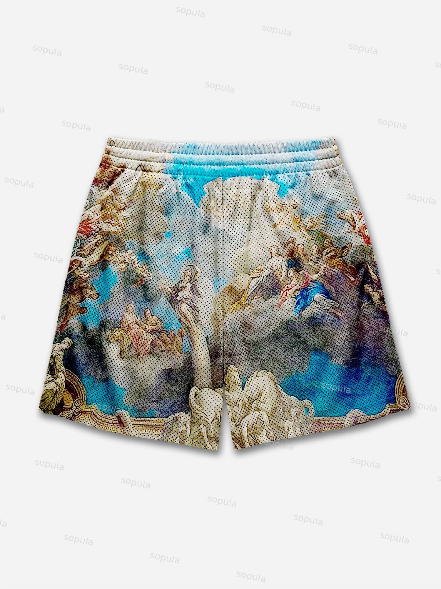 God Heaven Print Mesh Shorts Product Image