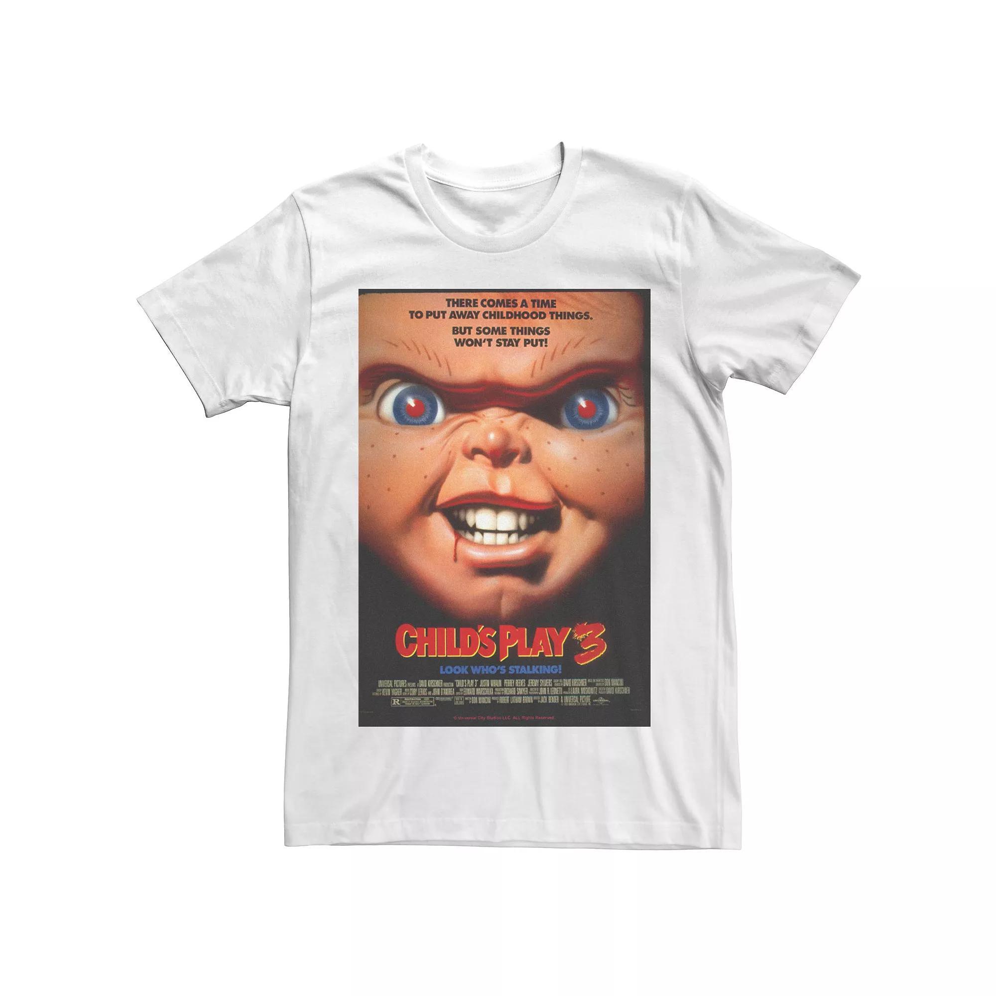 Men's Chucky Child's Play 3 Face Shot Logo Tee, Size: XL, White Product Image