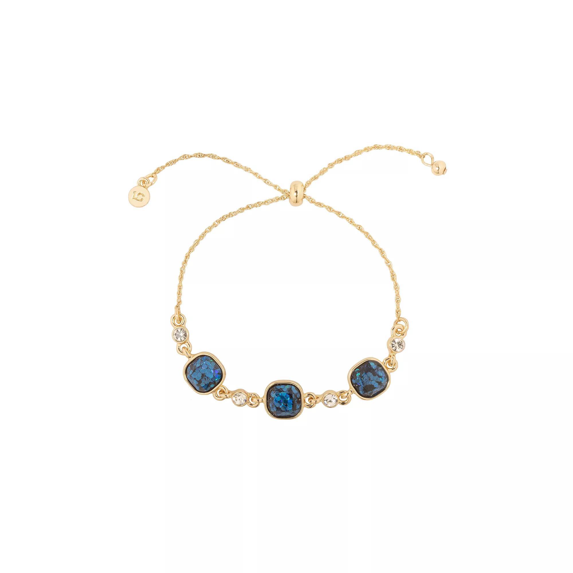 LC Lauren Conrad Gold Tone Emerald-Cut Pull-Tie Bracelet, Women's, Blue Product Image