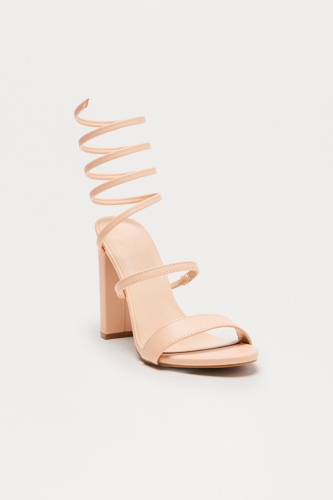 Elsie Block Heeled Sandals - Nude Product Image