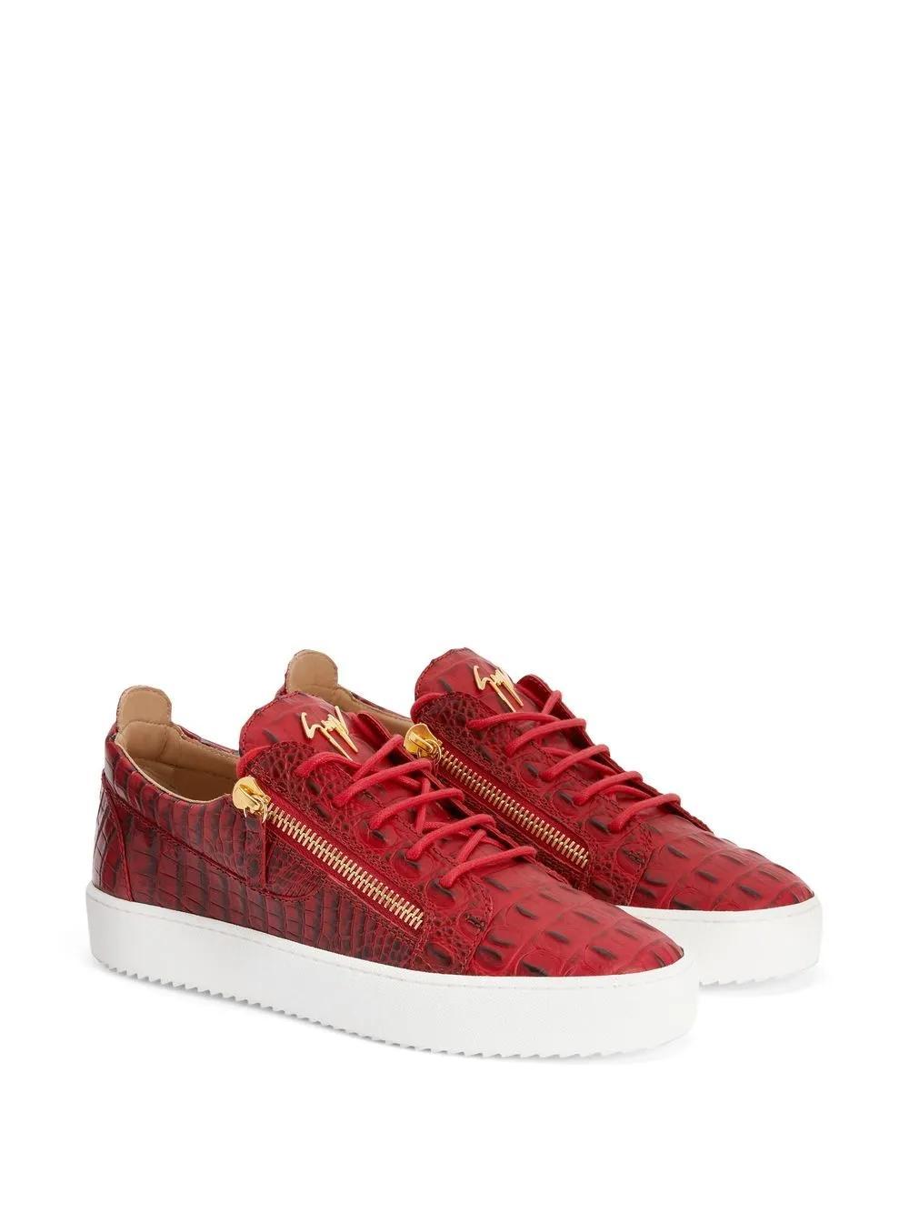 Frankie crocodile-embossed low-top sneakers Product Image