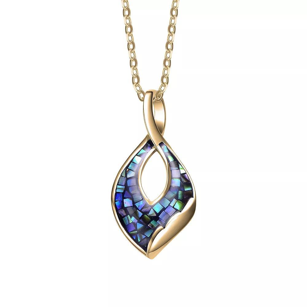 14k Gold Over Sterling Silver Abalone Pendant Necklace, Womens Gold Tone Product Image