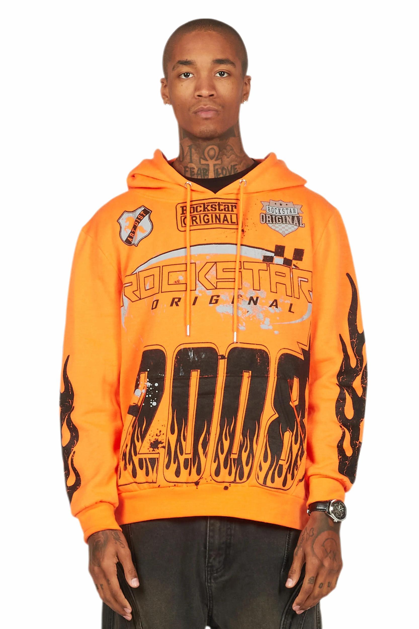 Amos Orange Graphic Hoodie Male Product Image