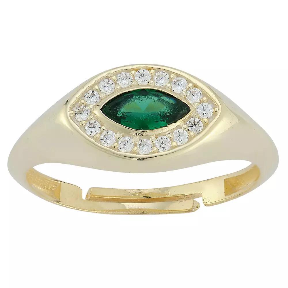 Sunkissed Sterling Sterling Silver Green & Clear Cubic Zirconia Eye Ring, Women's, Size: 6, Gold Tone Product Image