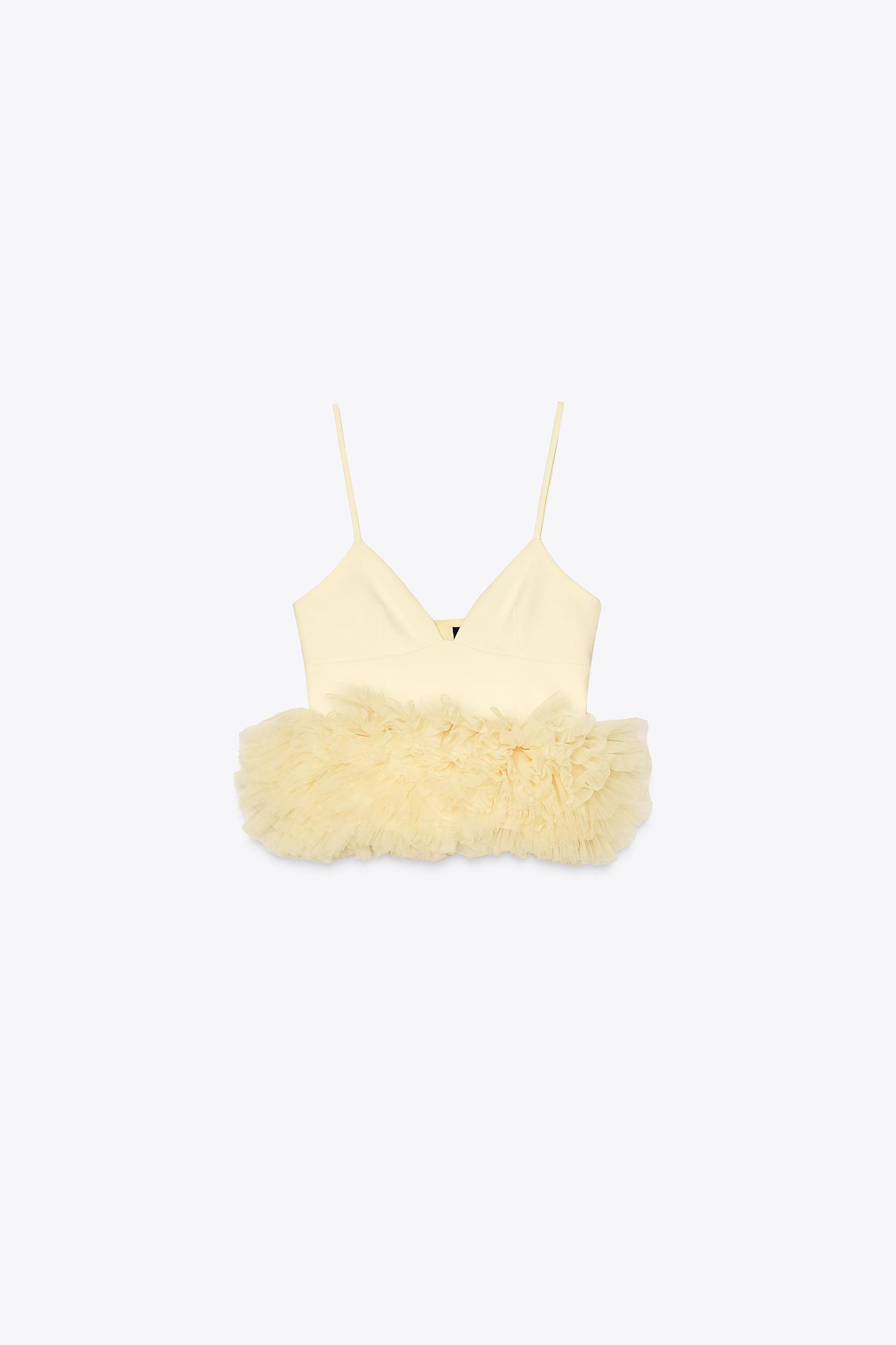 STRETCH TULLE VOLUMINOUS HEM TOP Product Image