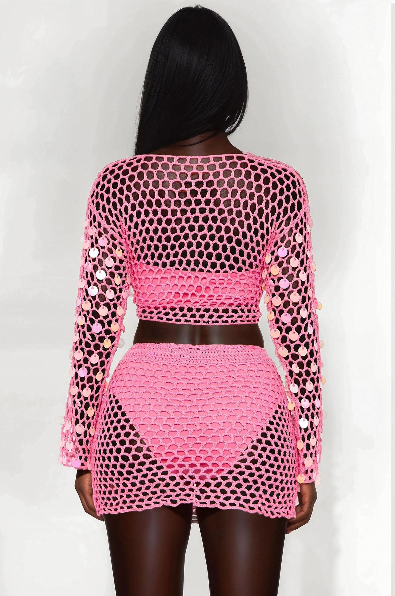 Costa Verde Crochet Skirt Set - Pink Product Image
