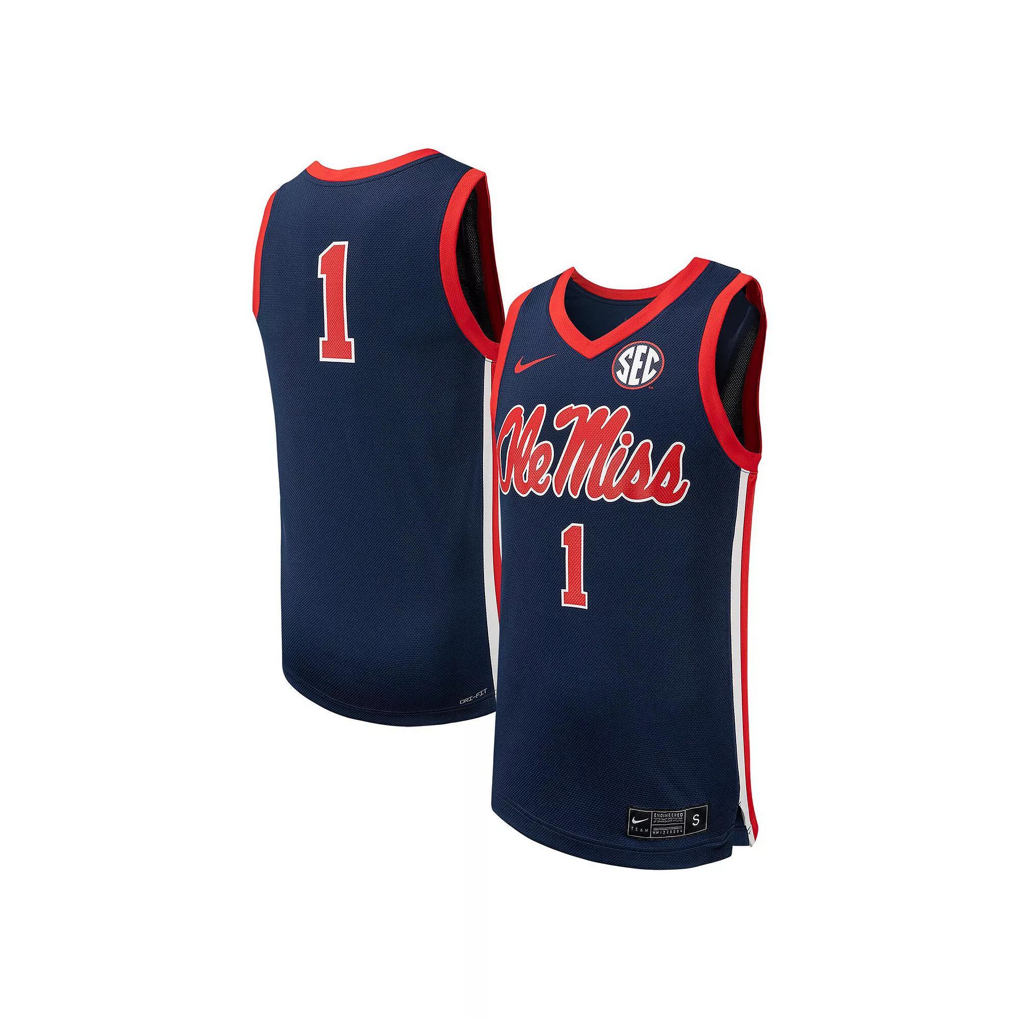 Mens Nike #1 Ole Miss Rebels Replica Basketball Jersey Blue Product Image