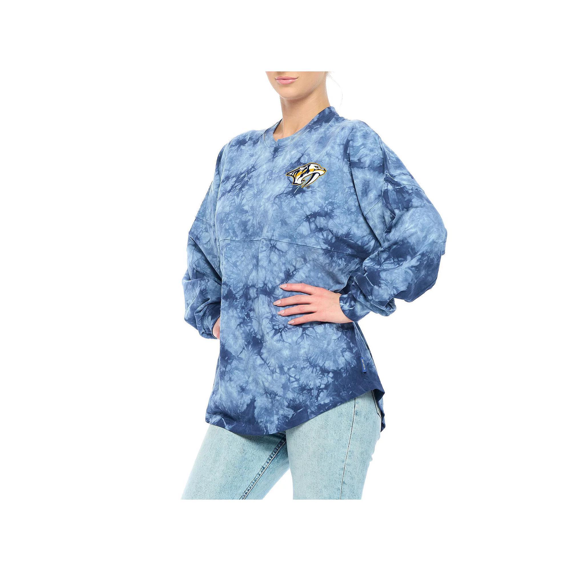 Women's Fanatics Branded Navy Nashville Predators Crystal-Dye Long Sleeve T-Shirt, Size: Small, Pdt Blue Product Image