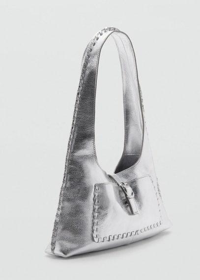 Leather metallic bag - Women | MANGO USA Product Image