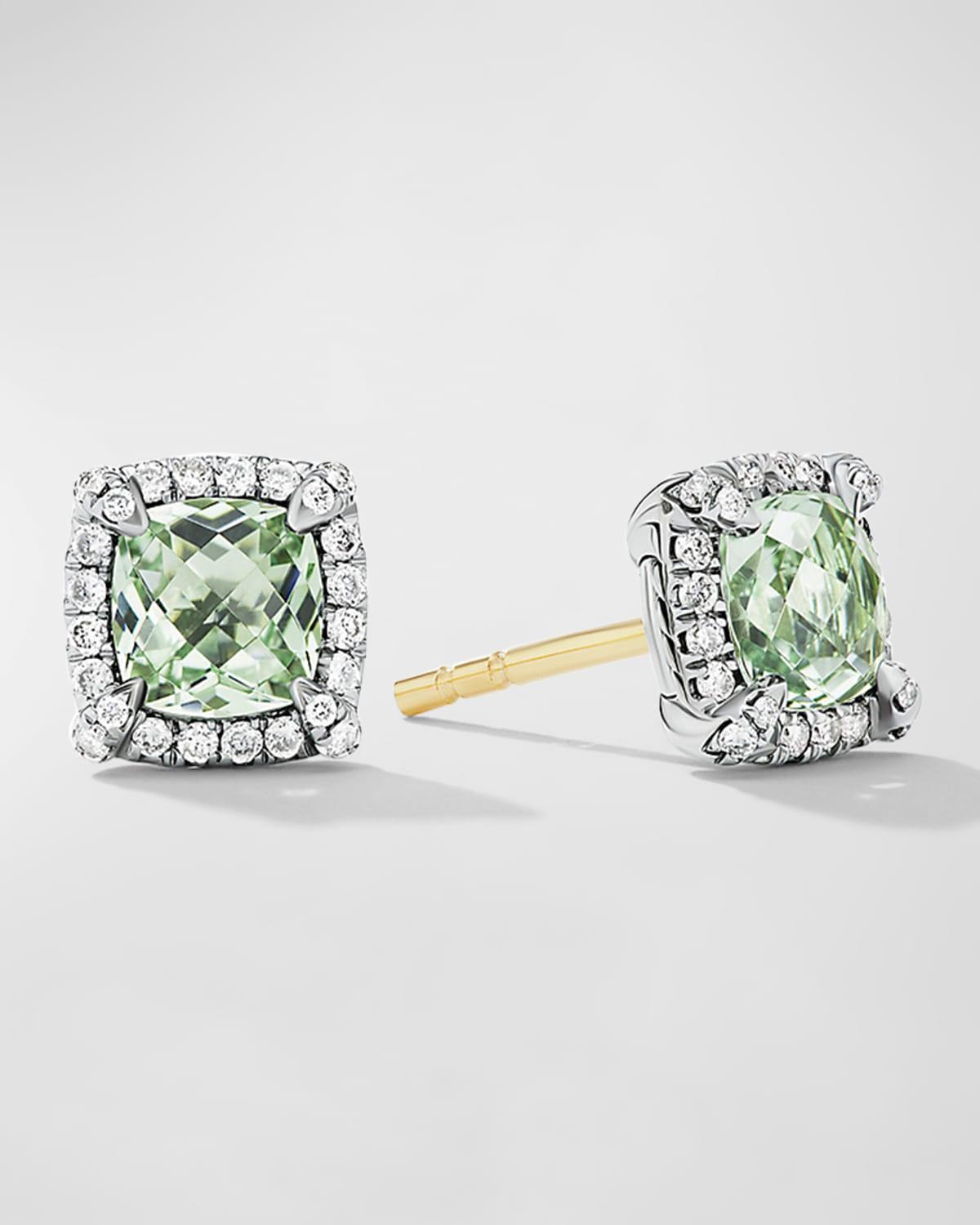 5mm Chatelaine Pav Bezel Stud Earrings with Gemstone and Diamonds in Silver Product Image