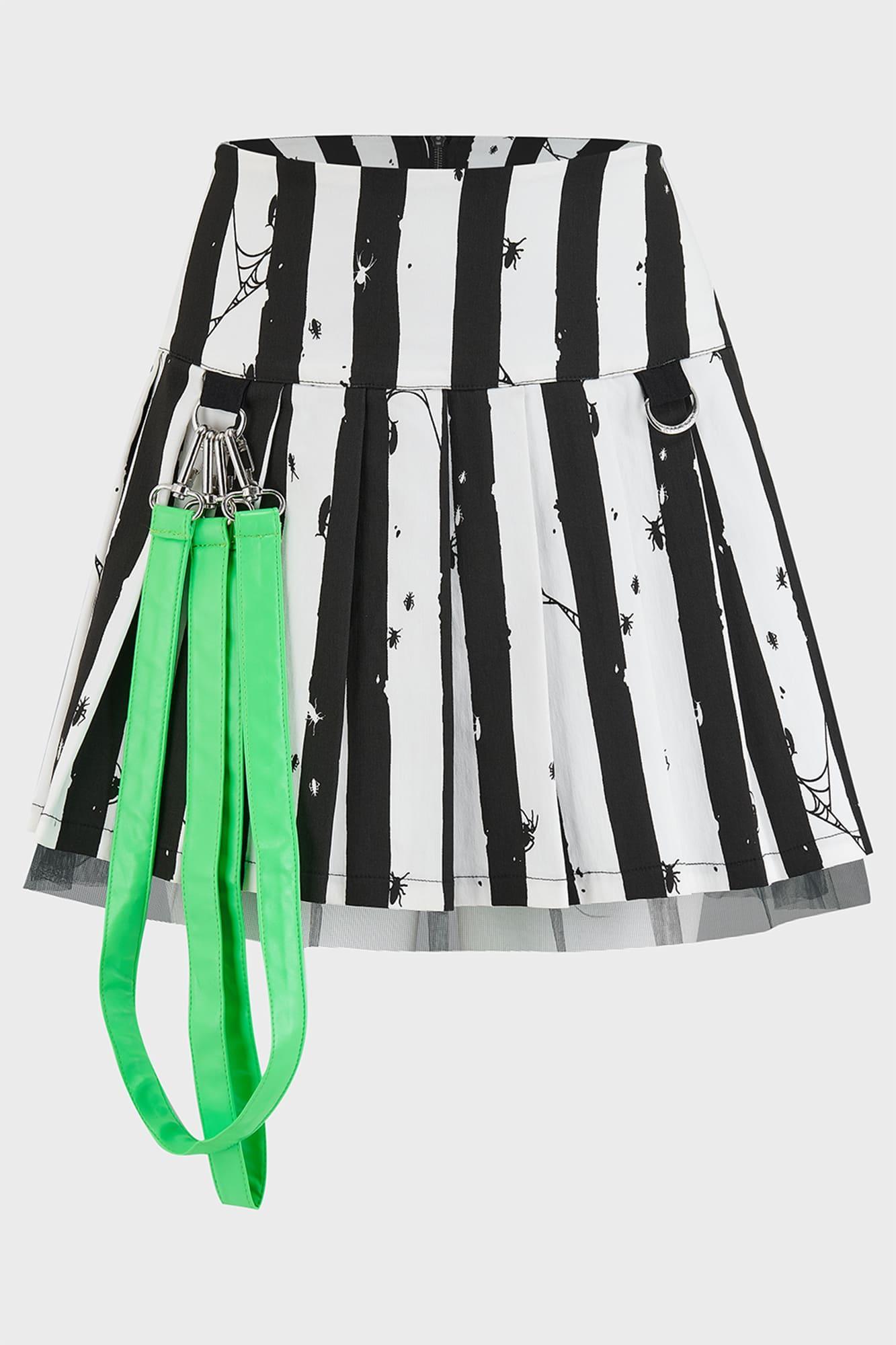 Distressed Stripe Pleated Mini-Skirt Female Product Image