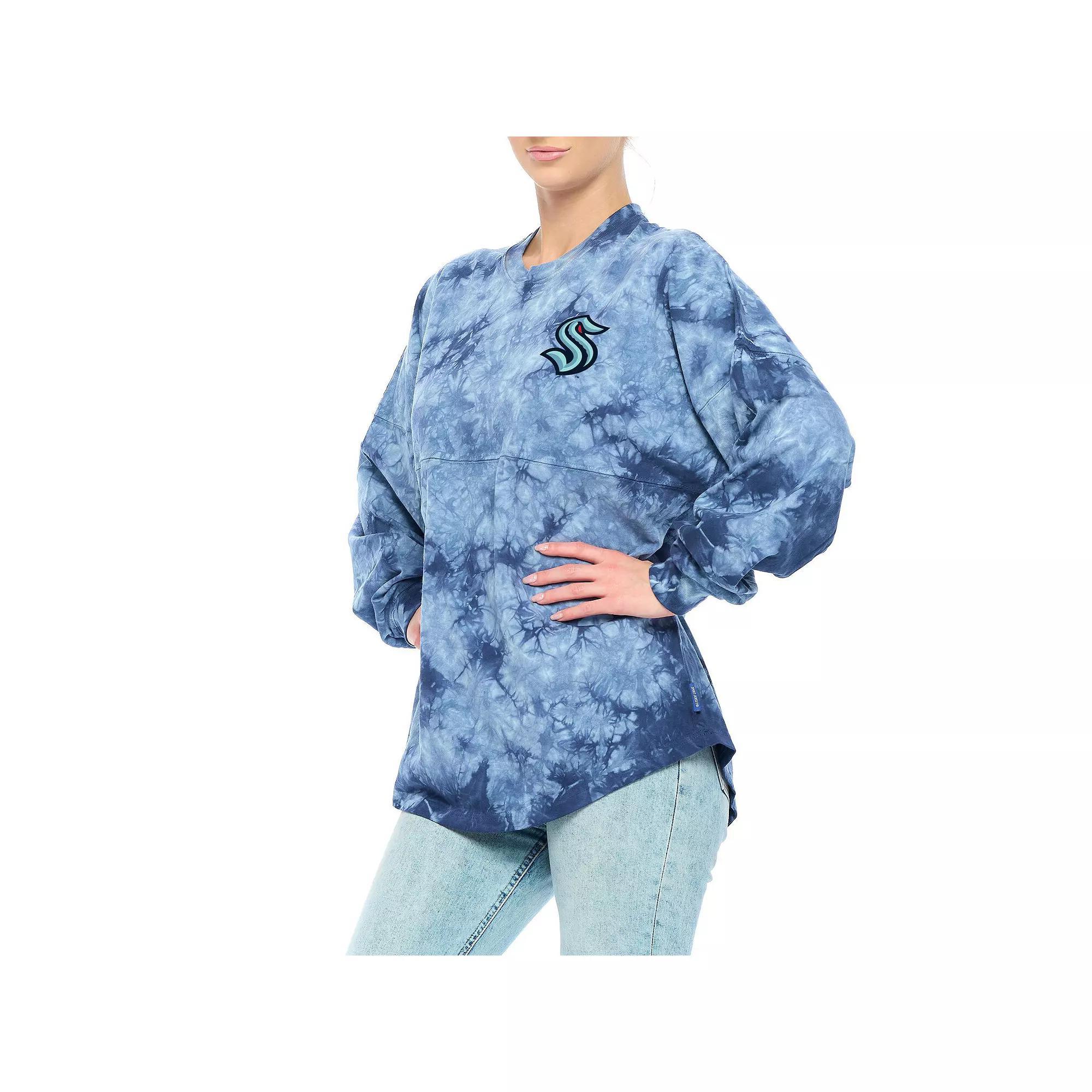 Women's Fanatics Branded Navy Nashville Predators Crystal-Dye Long Sleeve T-Shirt, Size: Small, Pdt Blue Product Image