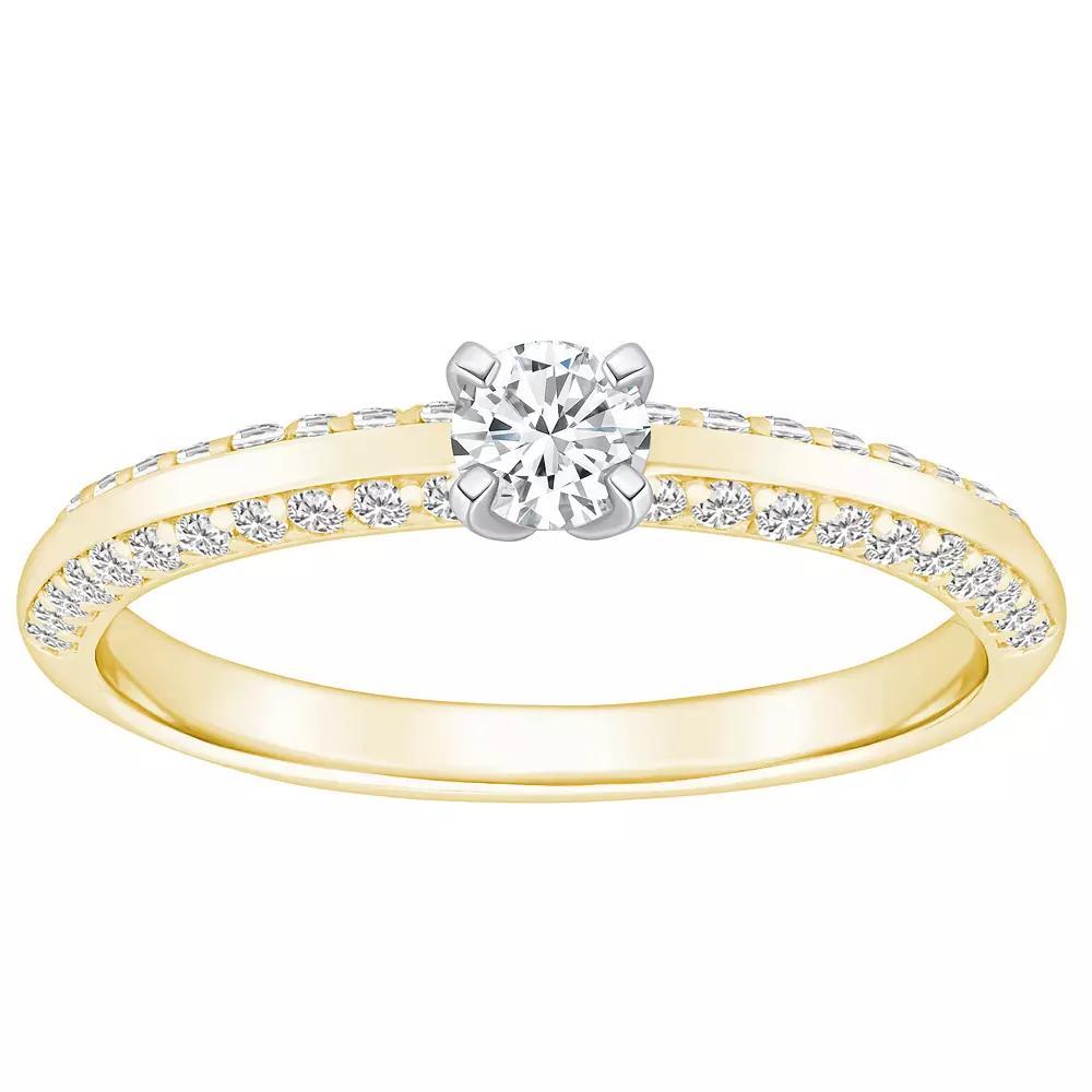 Alyson Layne 14k Gold 3/5 Carat T.W. Diamond Round Cut Pave & Polished Band Engagement Ring, Womens 14k White Gold Product Image