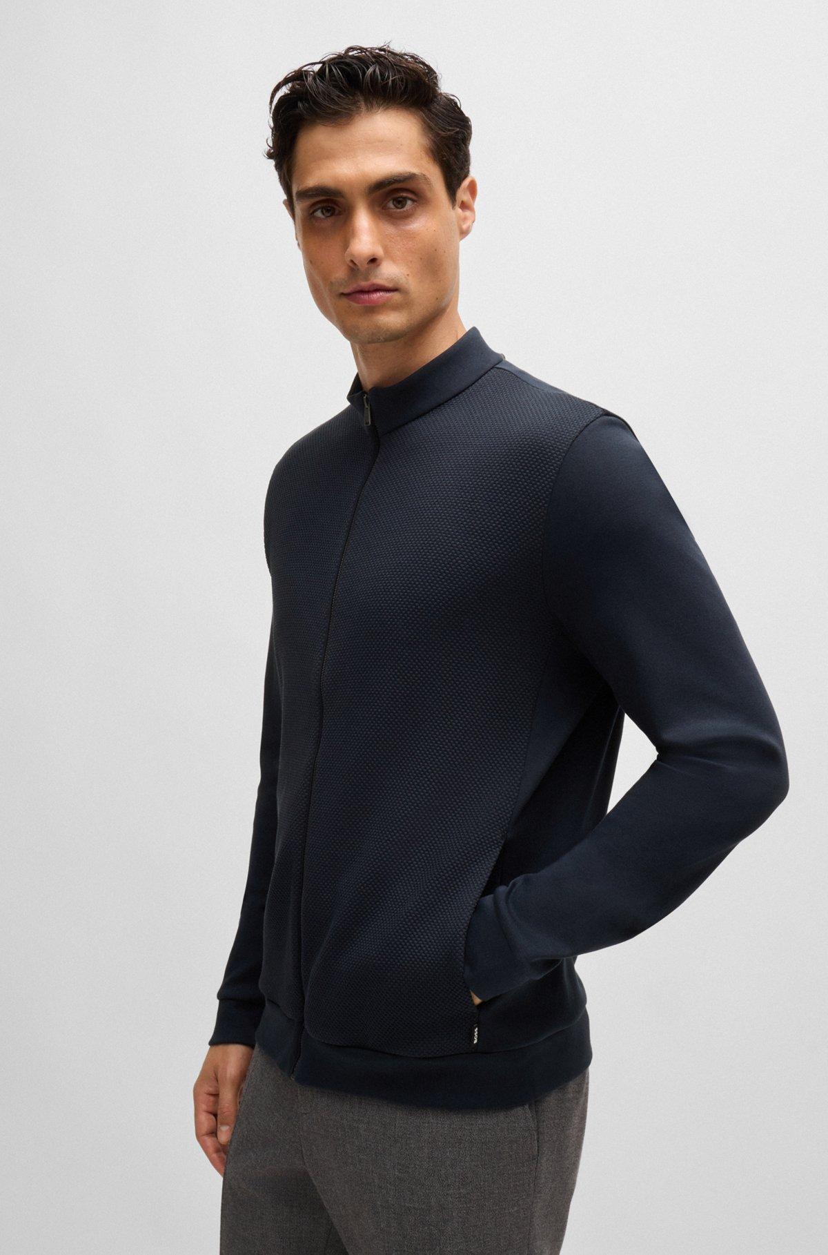 Pima-cotton zip-up sweatshirt with structured front Product Image