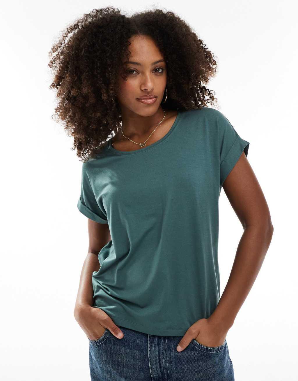 ONLY soft round neck T-shirt in mint green  Product Image