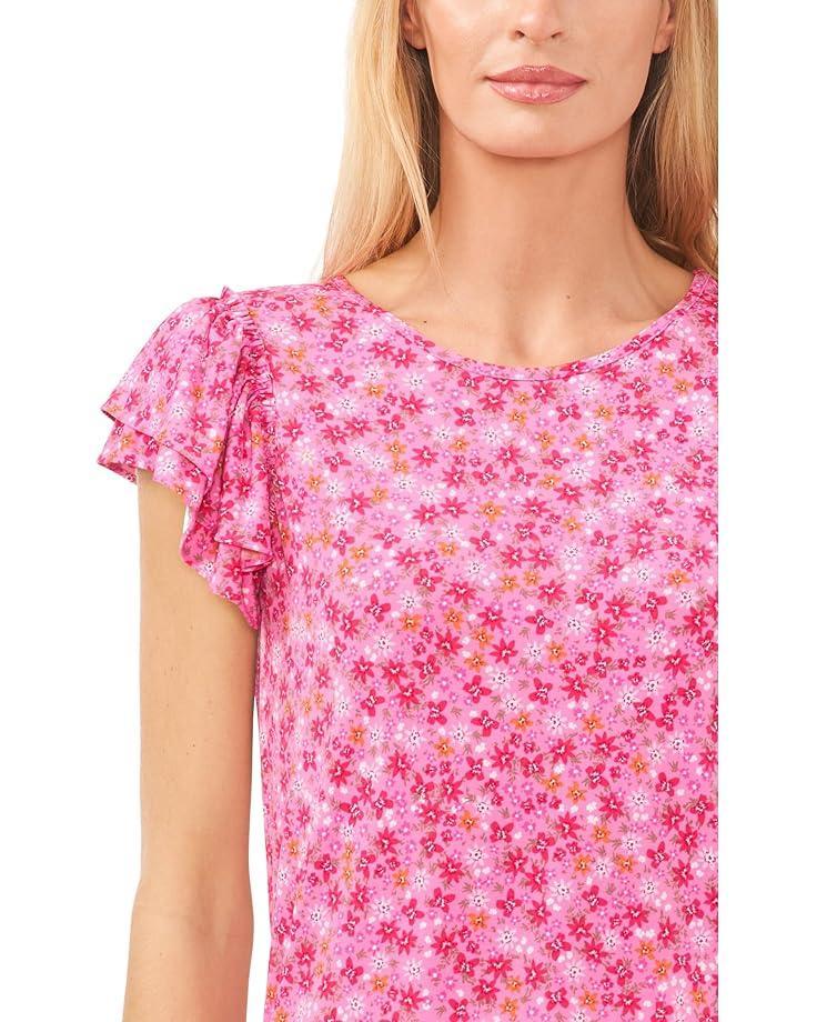 V-Neck Shirred Flutter Sleeve Blouse Product Image