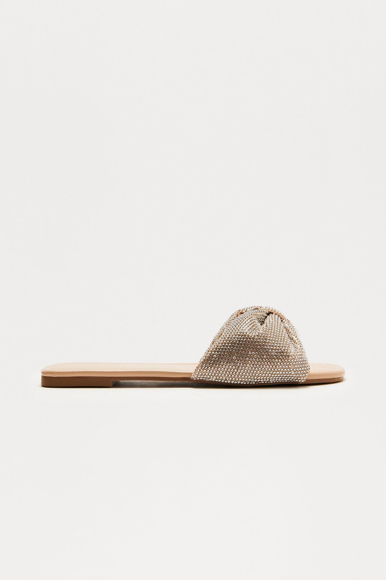 Idra Rhinestone Slip On Sandals - Camel Product Image