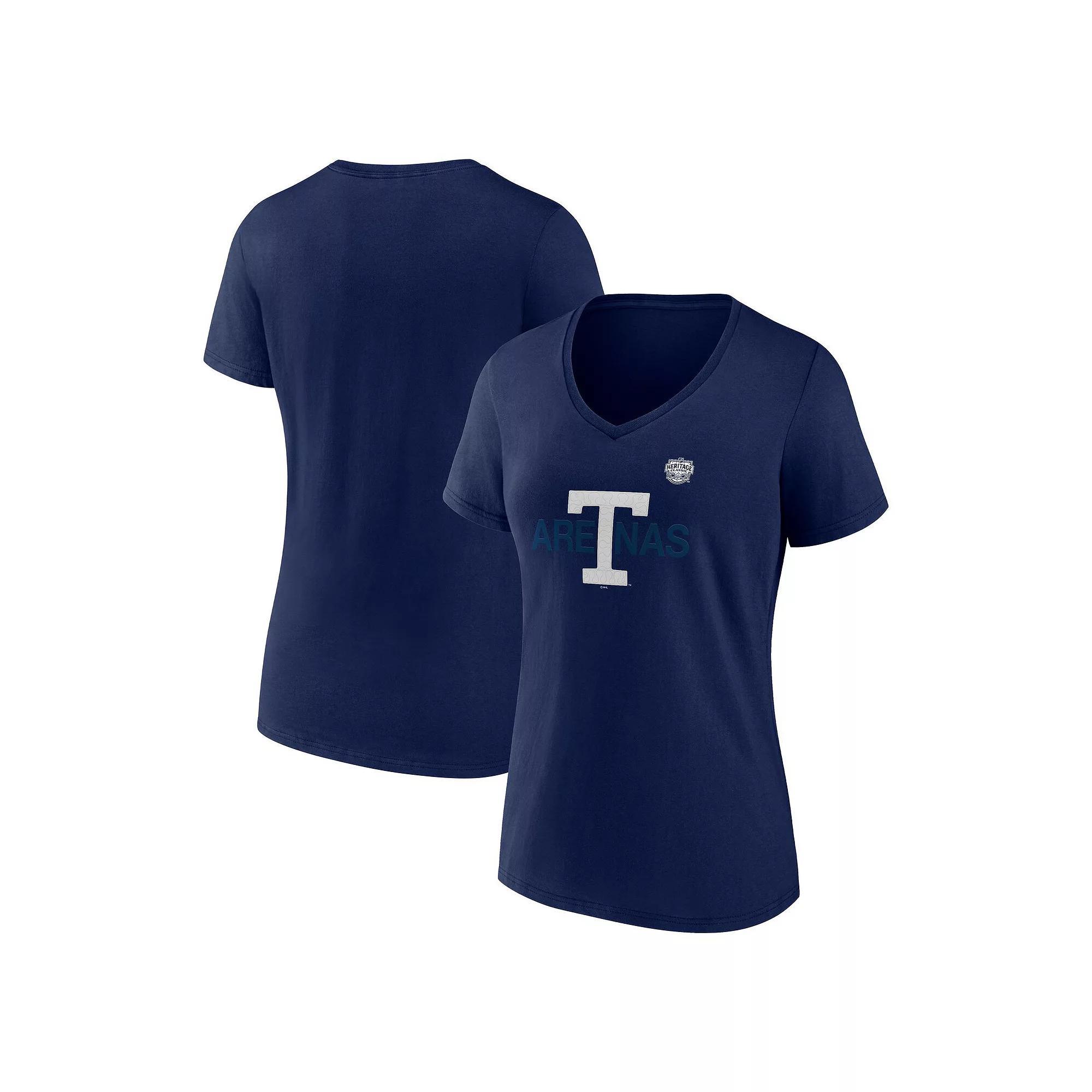 Women's Fanatics  Navy Toronto Maple Leafs Primary Logo V-Neck T-Shirt, Size: Large, Mpl Blue Product Image