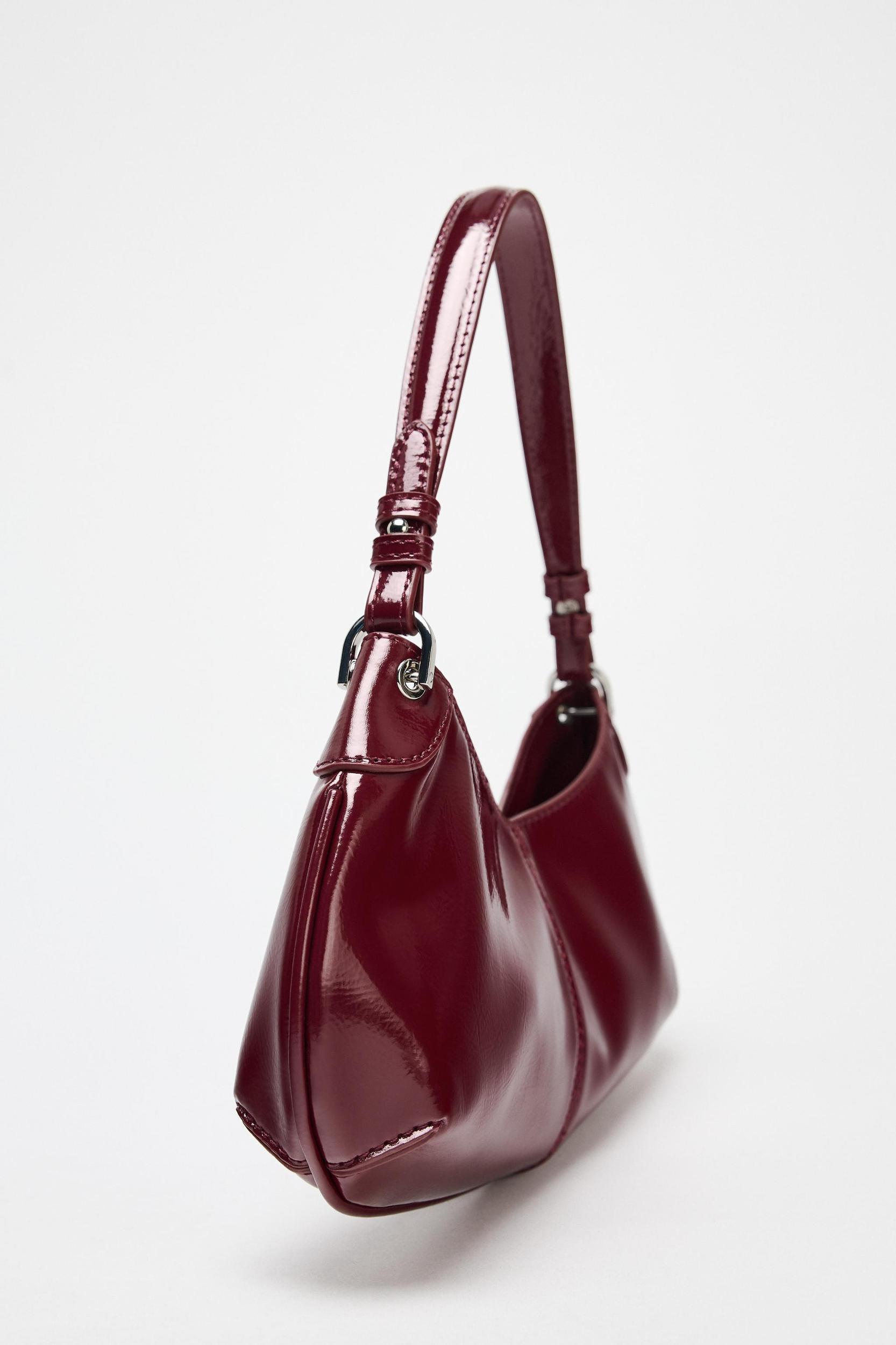 FAUX PATENT LEATHER FINISH SHOULDER BAG Product Image
