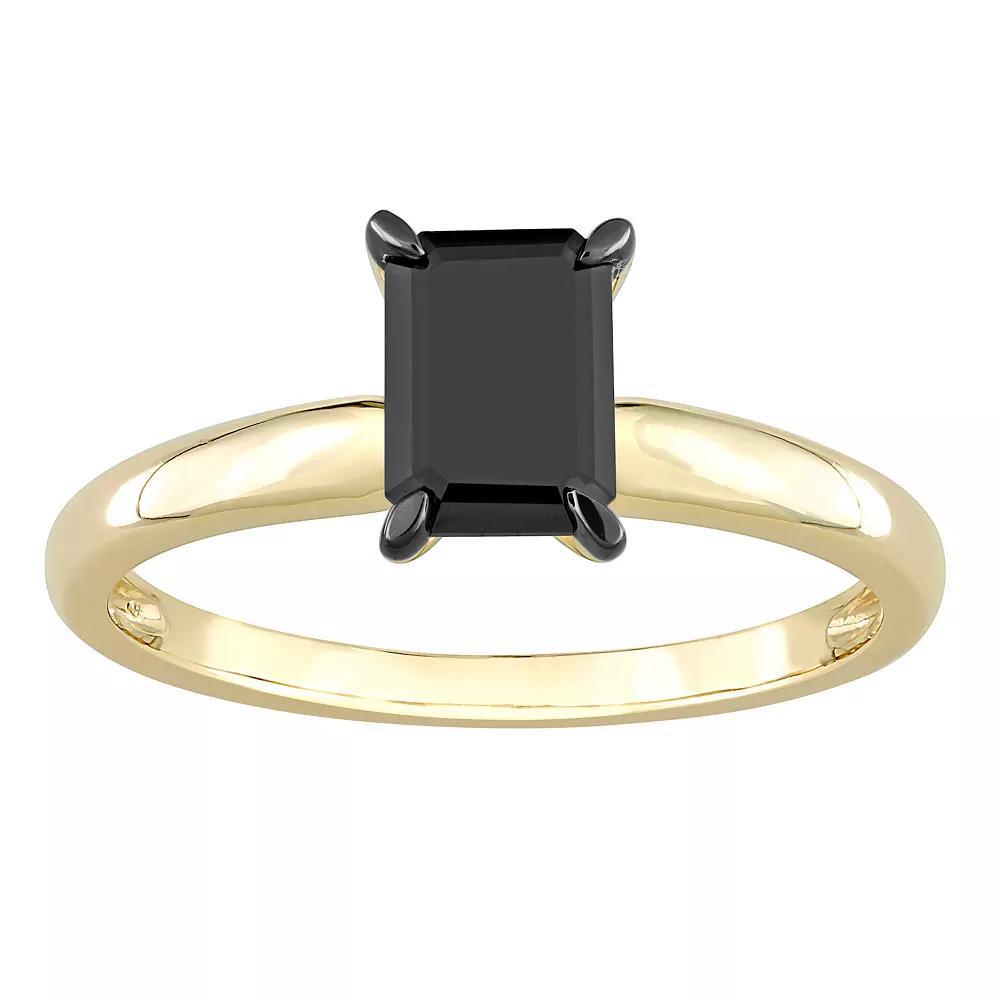Stella Grace 14k Gold 1 Carat T.W Black Diamond Emerald-Cut Solitaire Ring, Women's, Size: 5 Product Image