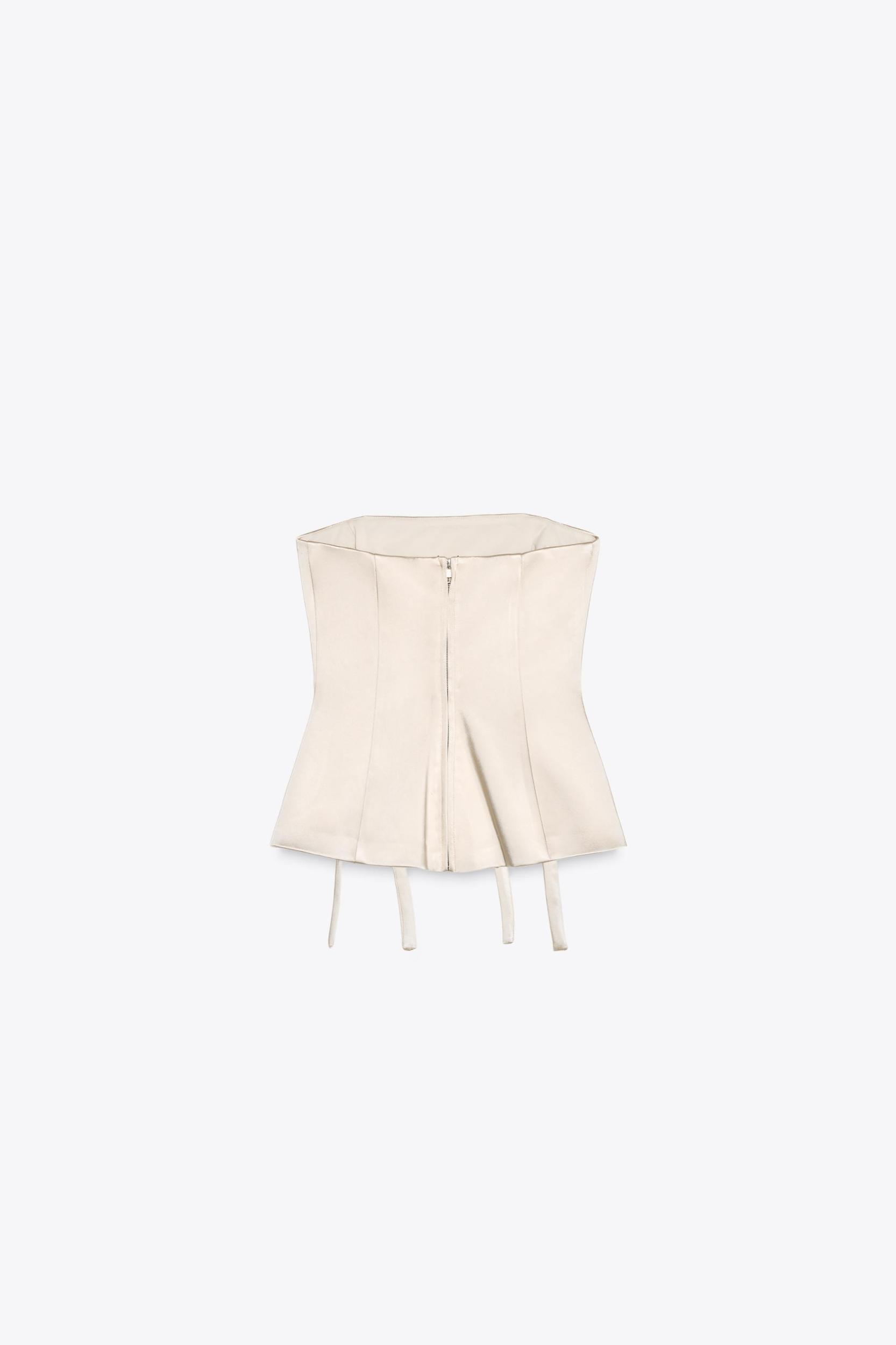 STRAPLESS SATIN EFFECT TIE TOP Product Image