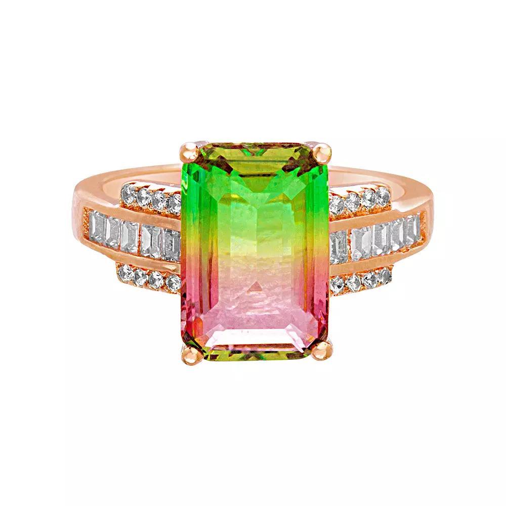 18k Rose Gold Over Silver Watermelon Cubic Zirconia Ring, Women's, Size: 7, Pink Tone Product Image