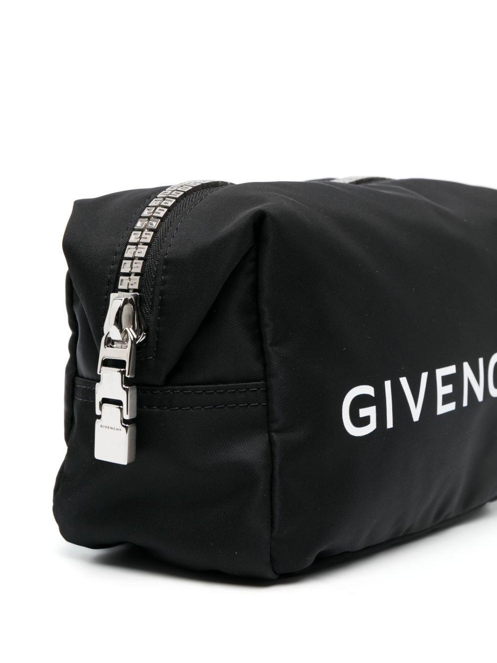 logo-print zipped wash bags Product Image