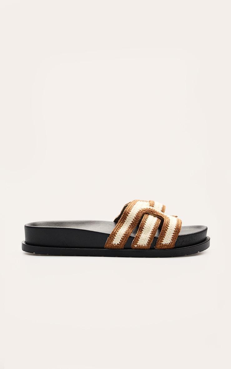 Camel Contrast Raffia Weave Footbed Sandal Product Image